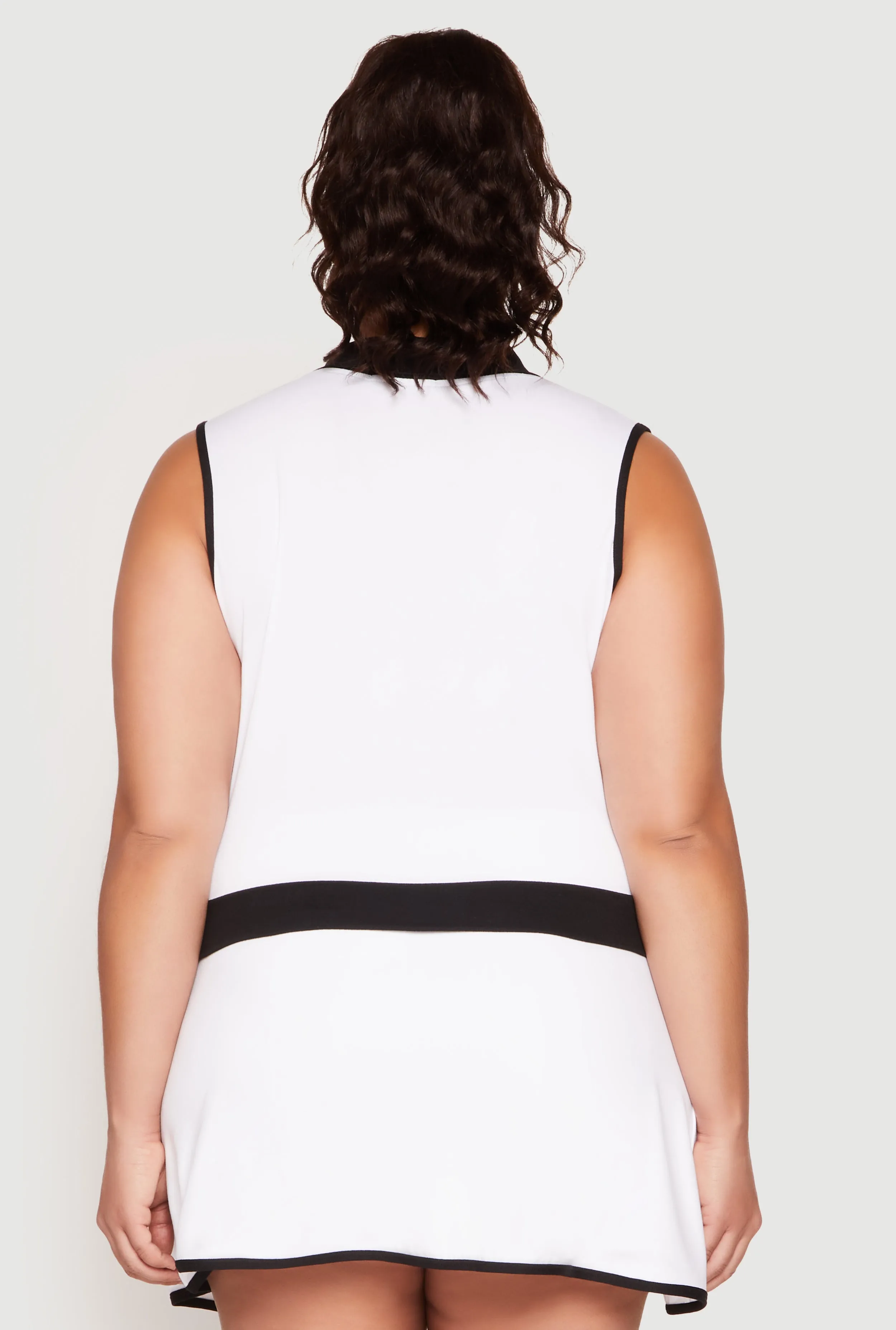 Plus Size Contrast Trim Johnny Collar Sleeveless Top sold by Rainbow product image thumbnail 5