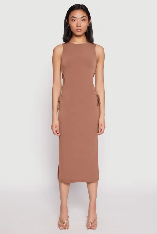 Drawstring Side Cut Out Midi Dress sold by Rainbow