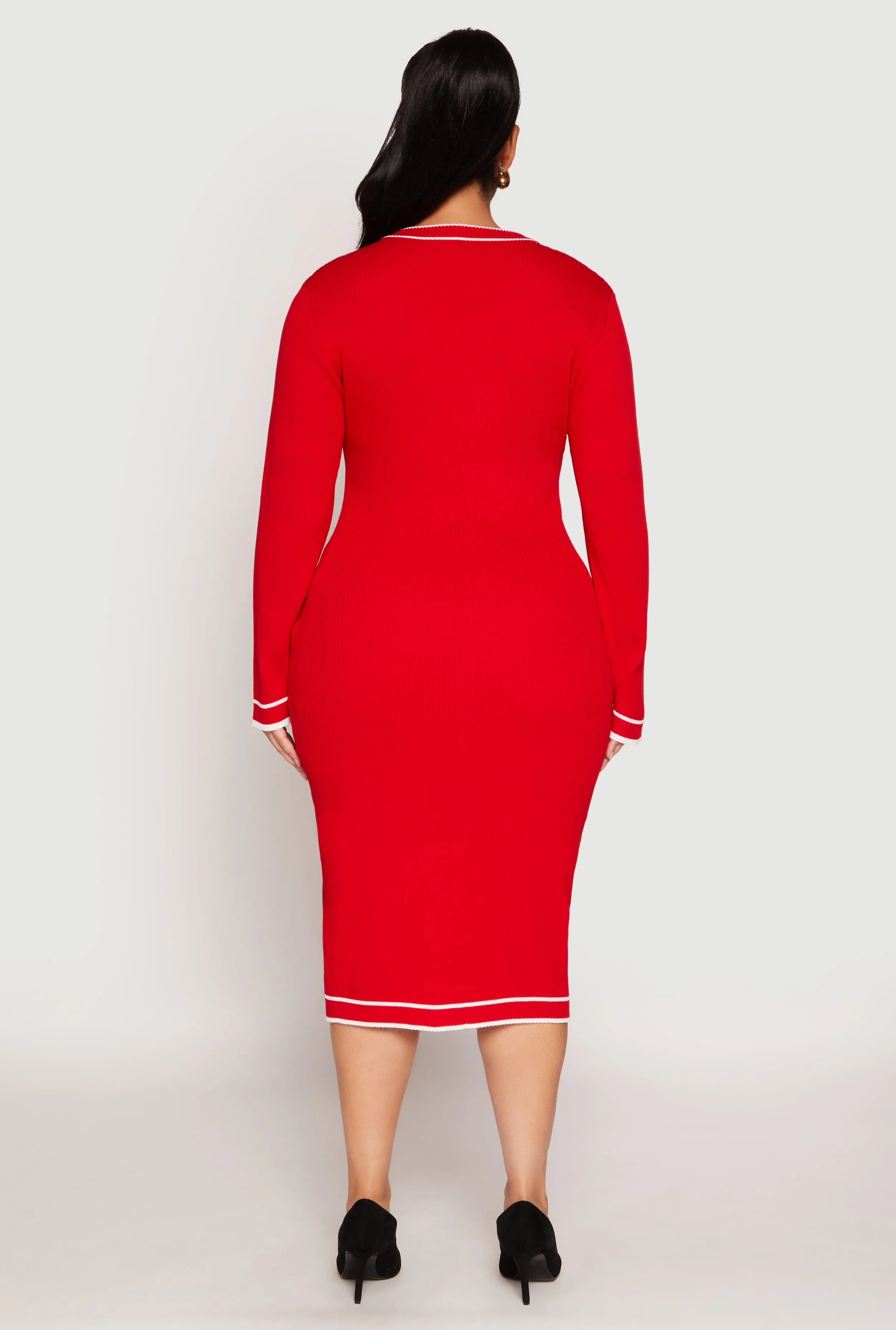 Plus Size Daisy Contrast Trim Sweater Dress sold by Rainbow product image thumbnail 3