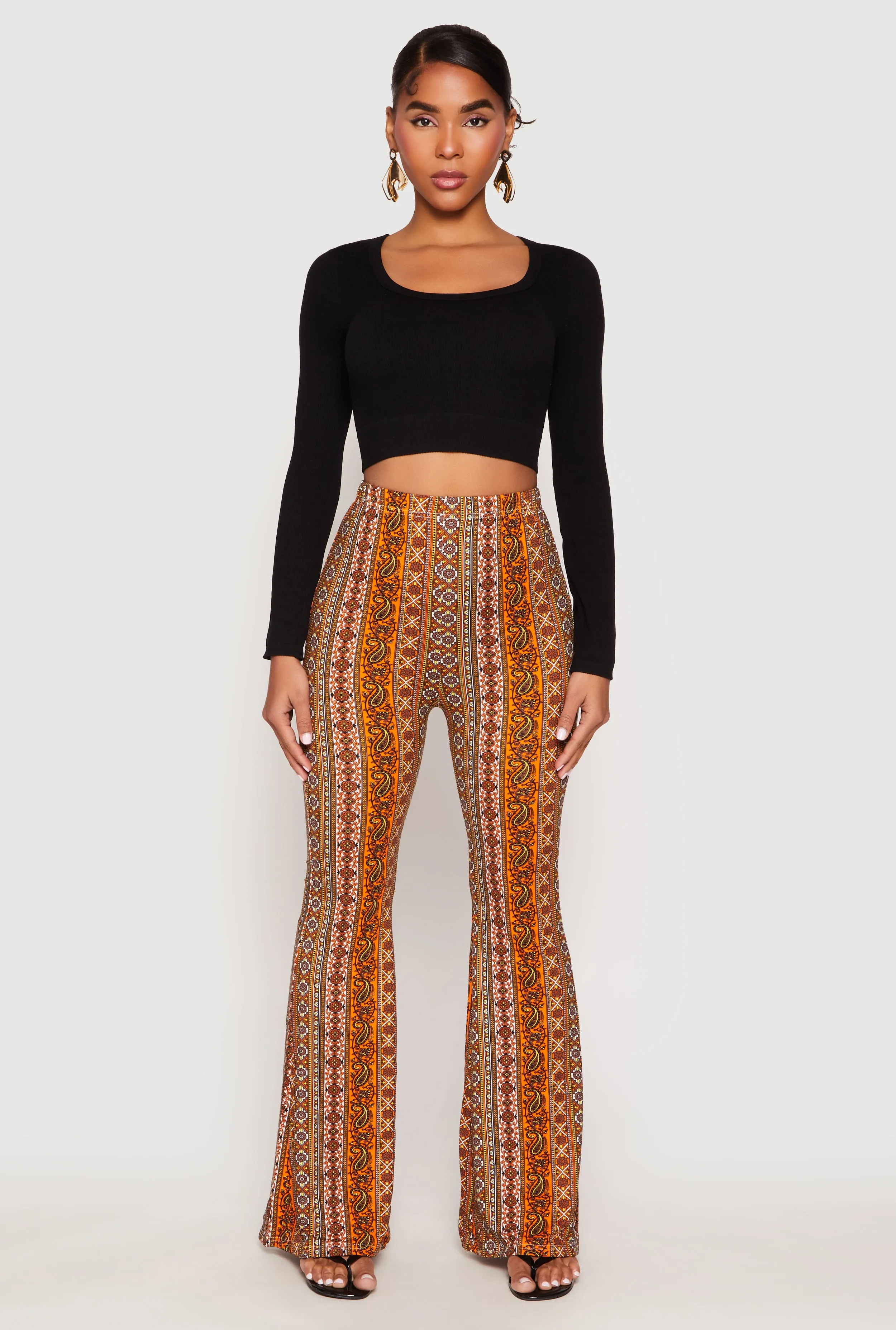 Boho Print High Waist Flare Pants sold by Rainbow