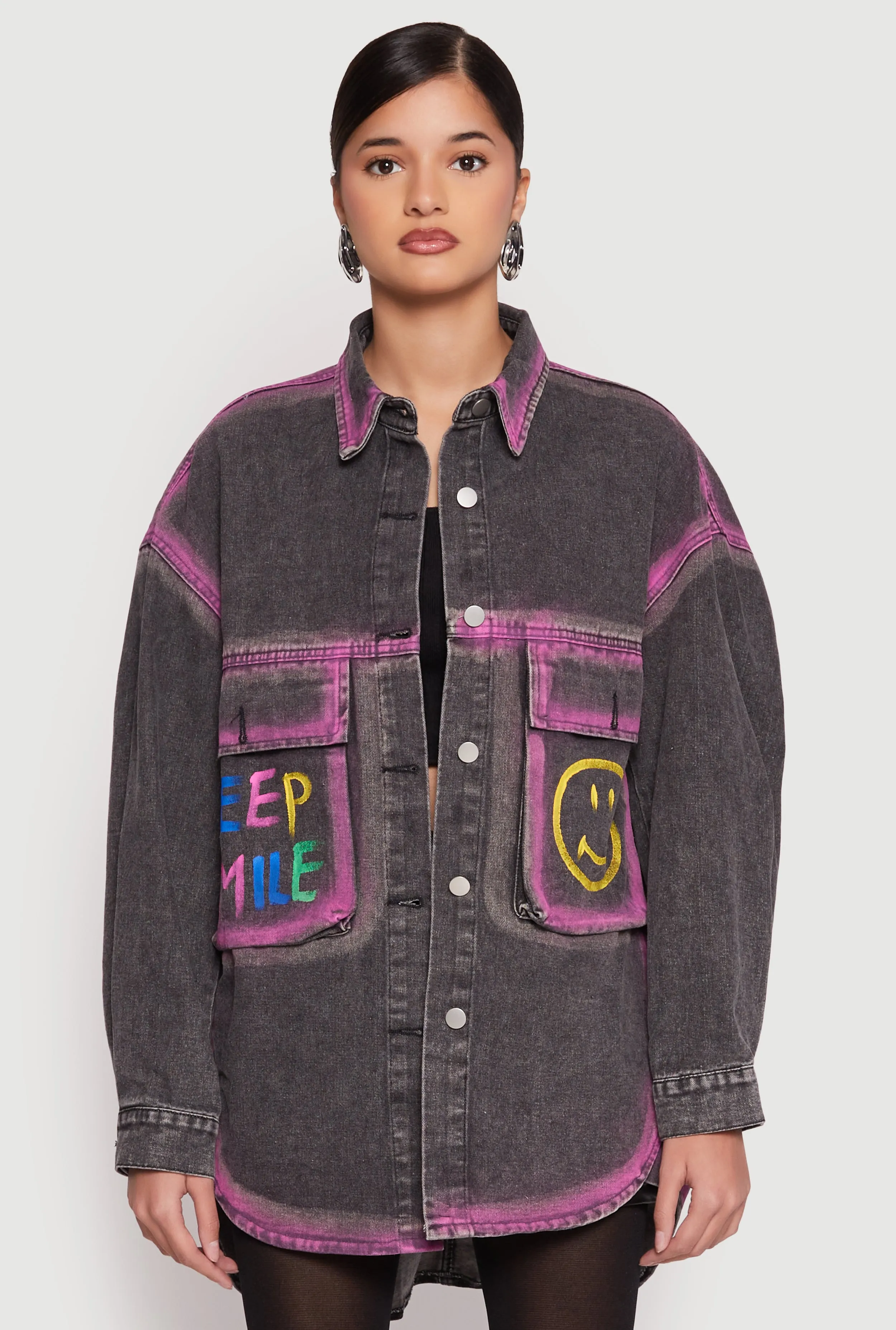 Daisy Keep Smile Oversized Denim Jacket sold by Rainbow product image thumbnail 2