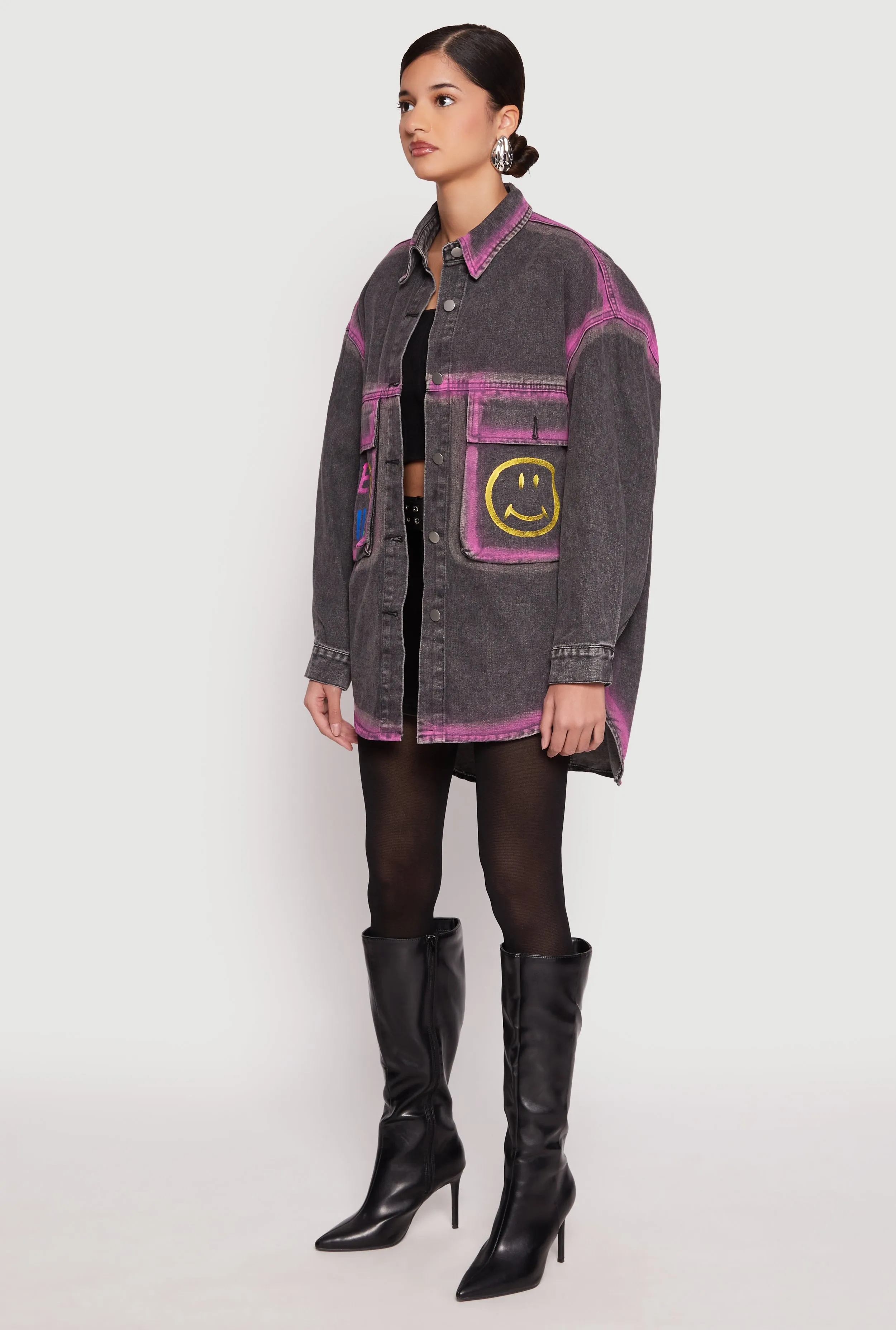 Daisy Keep Smile Oversized Denim Jacket sold by Rainbow product image thumbnail 3