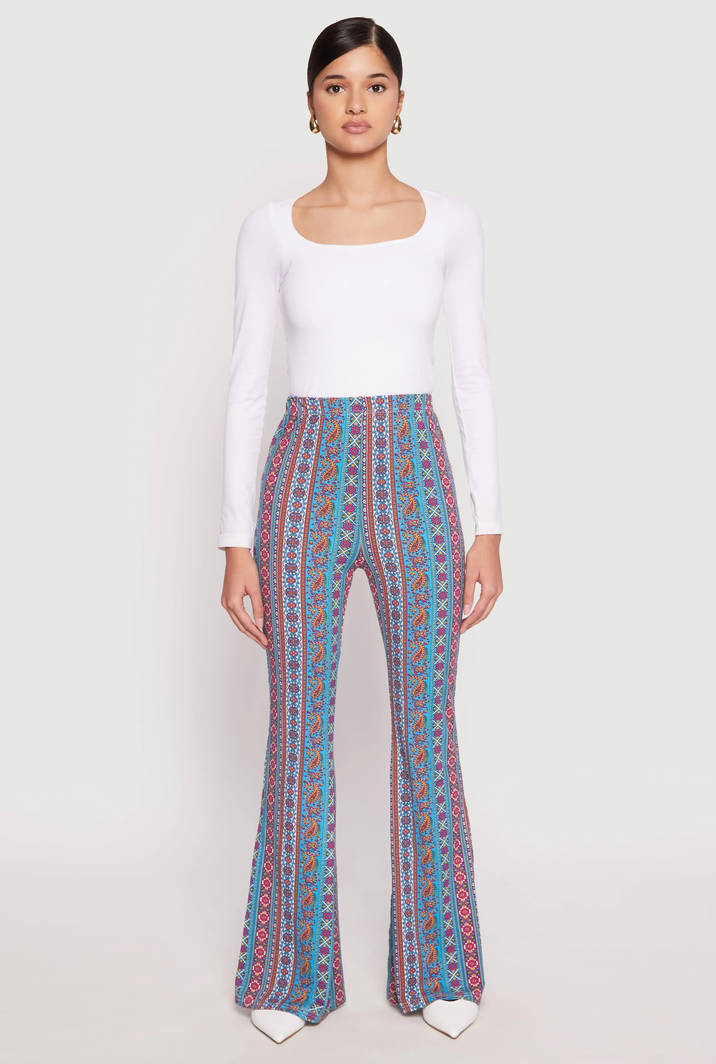 Boho Print High Waist Flare Pants sold by Rainbow