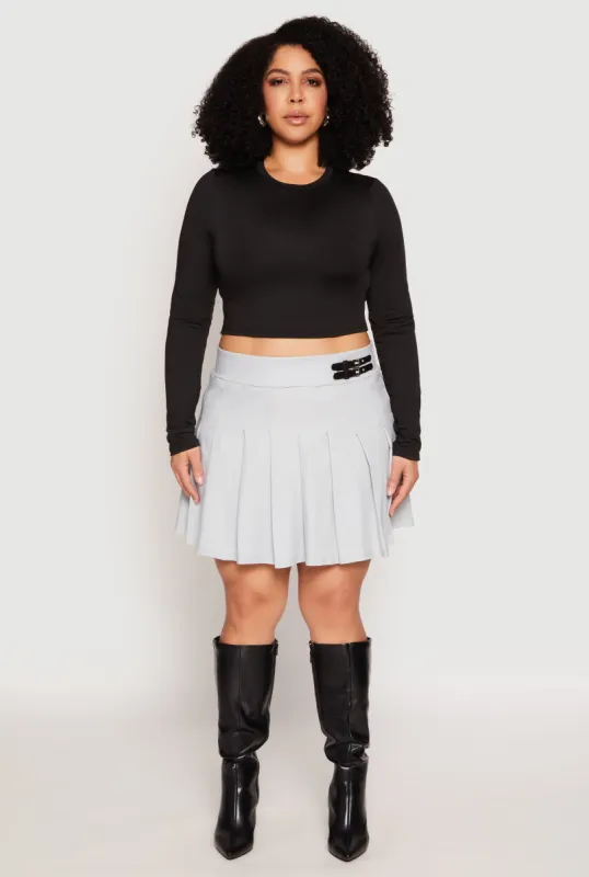 Plus Size High Waisted Pleated Skirt sold by Rainbow