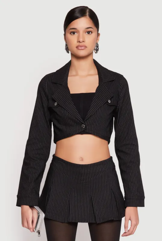 Almost Famous Pinstripe Cropped Blazer sold by Rainbow