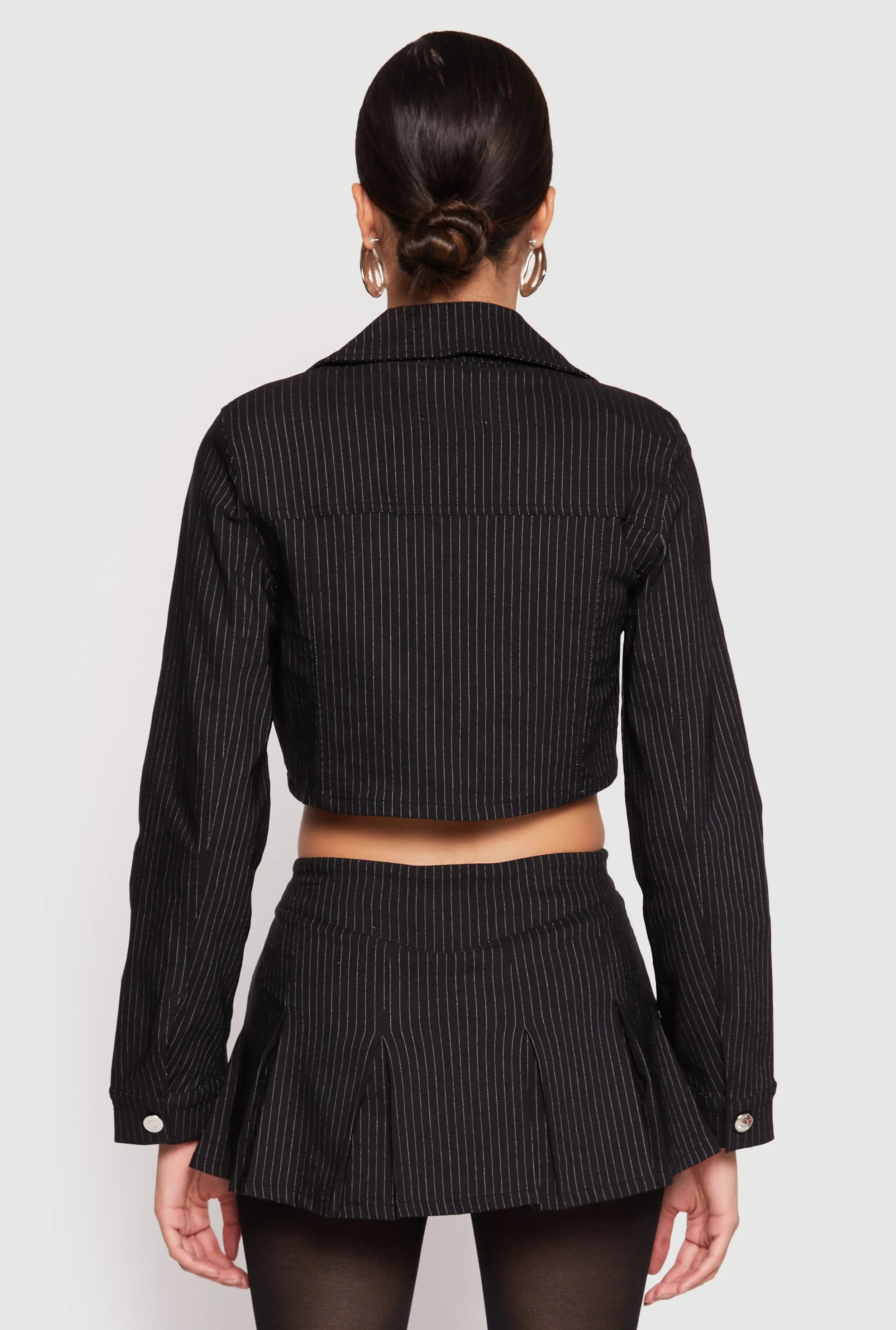 Almost Famous Pinstripe Cropped Blazer sold by Rainbow product image thumbnail 5