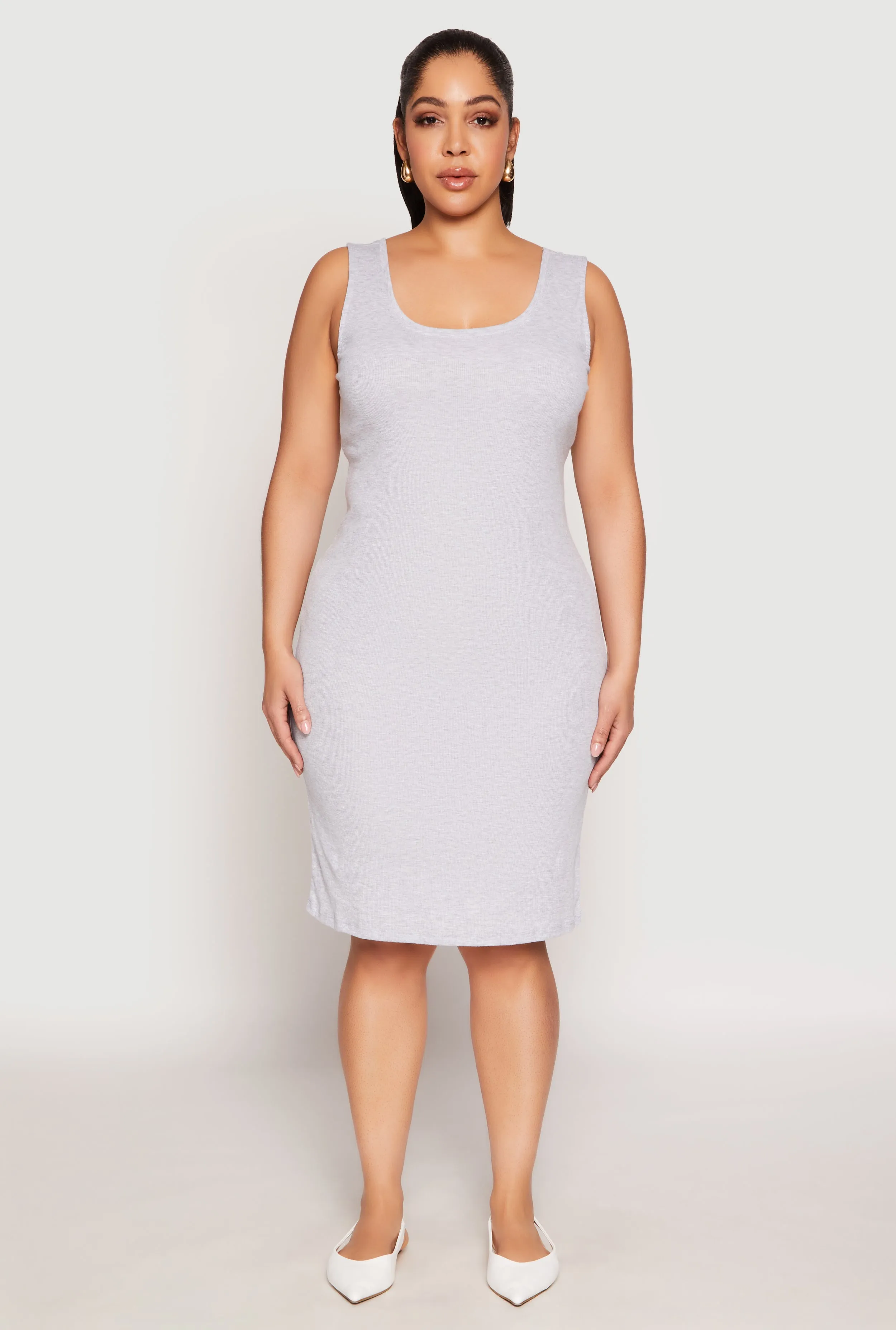 Plus Size Ribbed Knit Midi Tank Dress sold by Rainbow