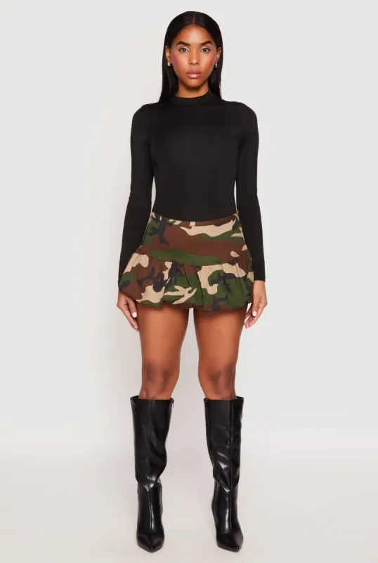 Almost Famous Camo Mini Balloon Skirt sold by Rainbow