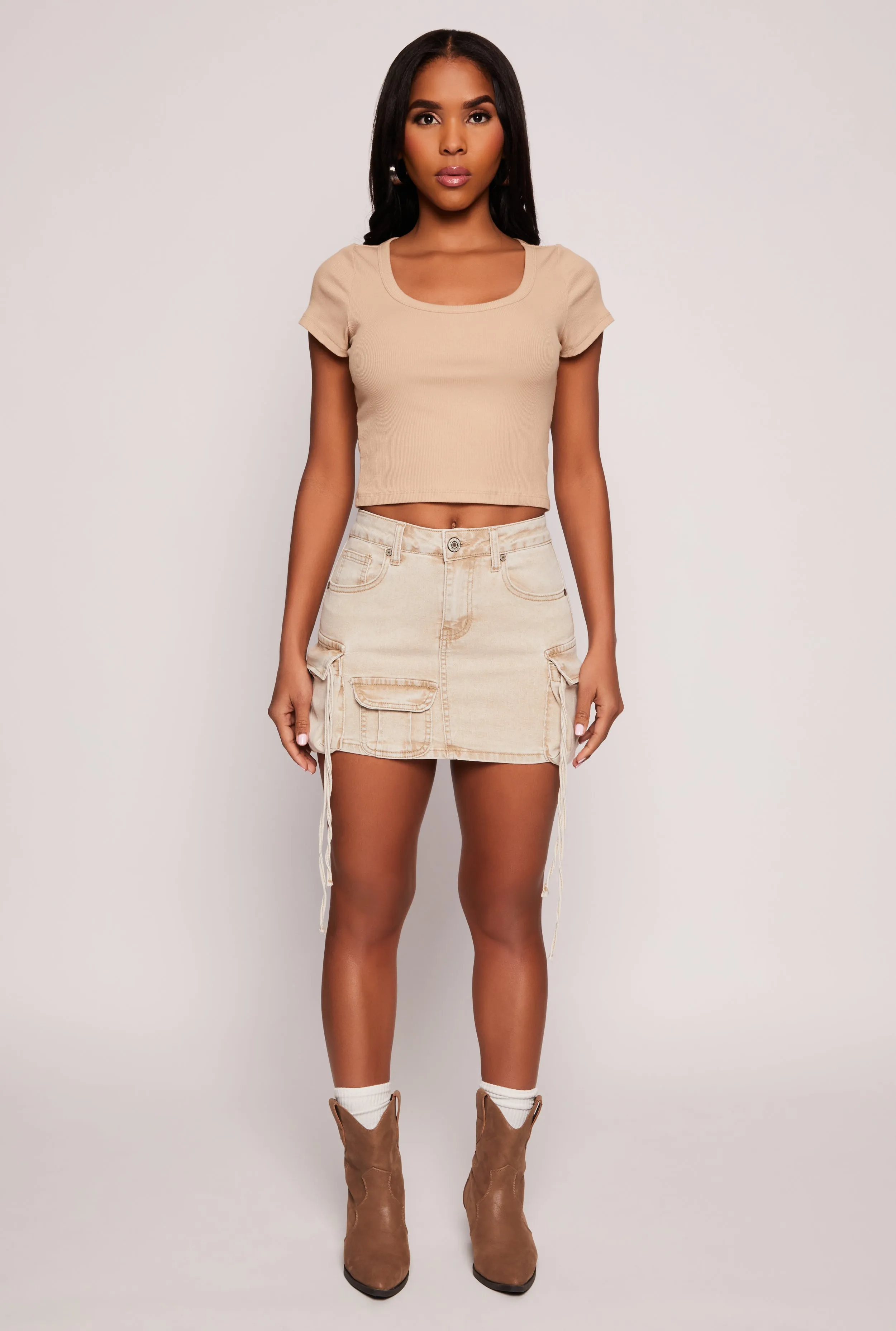 VIP Acid Wash Denim Cargo Skirt sold by Rainbow