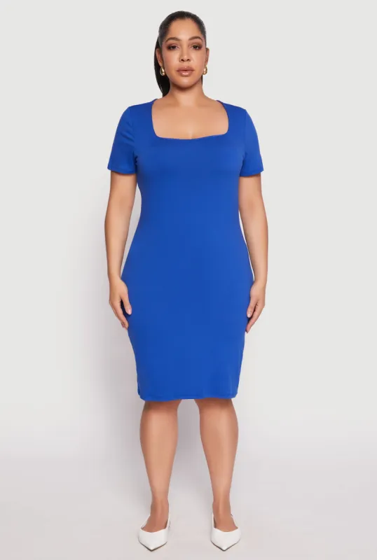 Plus Size Square Neck T Shirt Dress sold by Rainbow