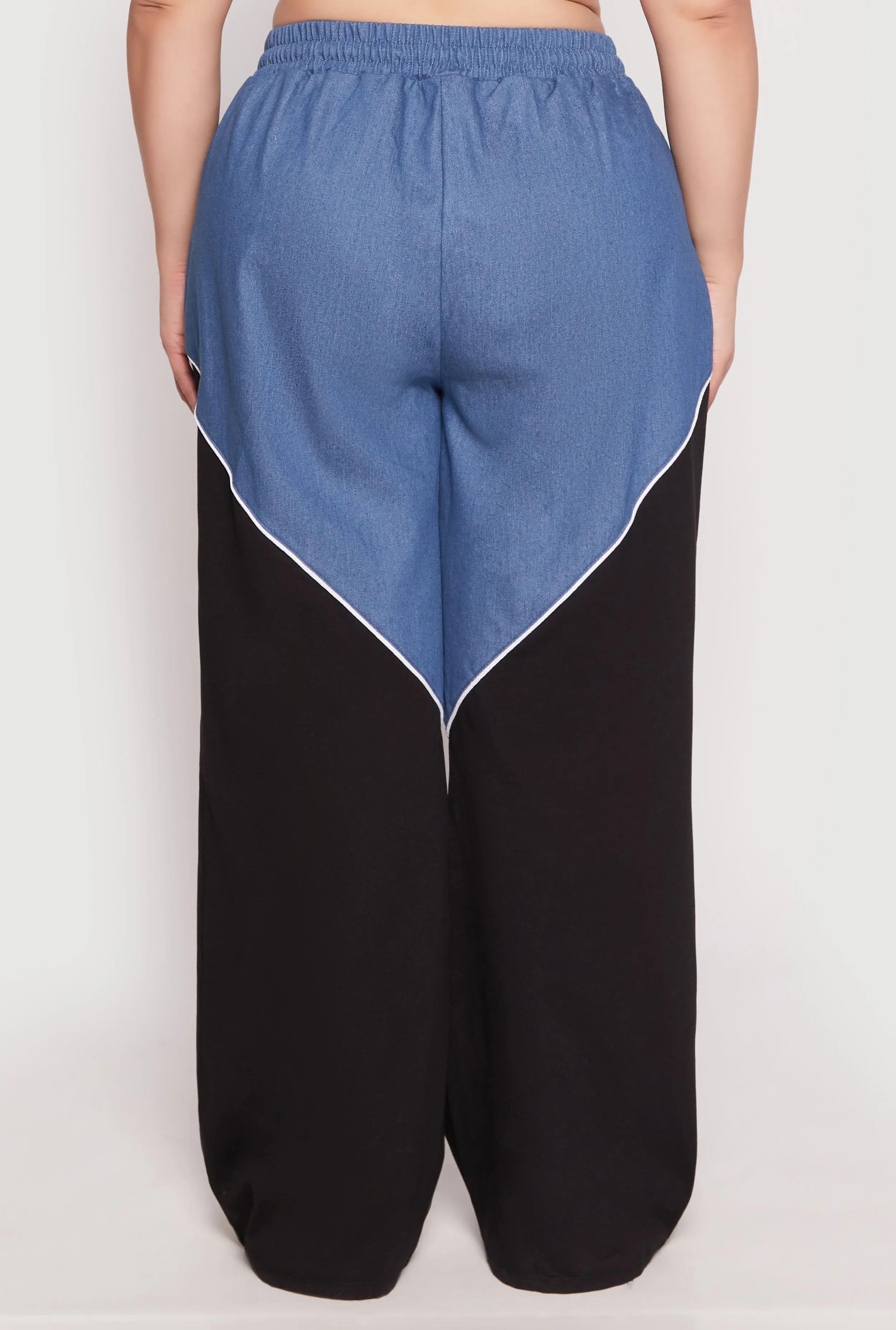 Plus Size Denim Color Block Wide Leg Pants sold by Rainbow product image thumbnail 3