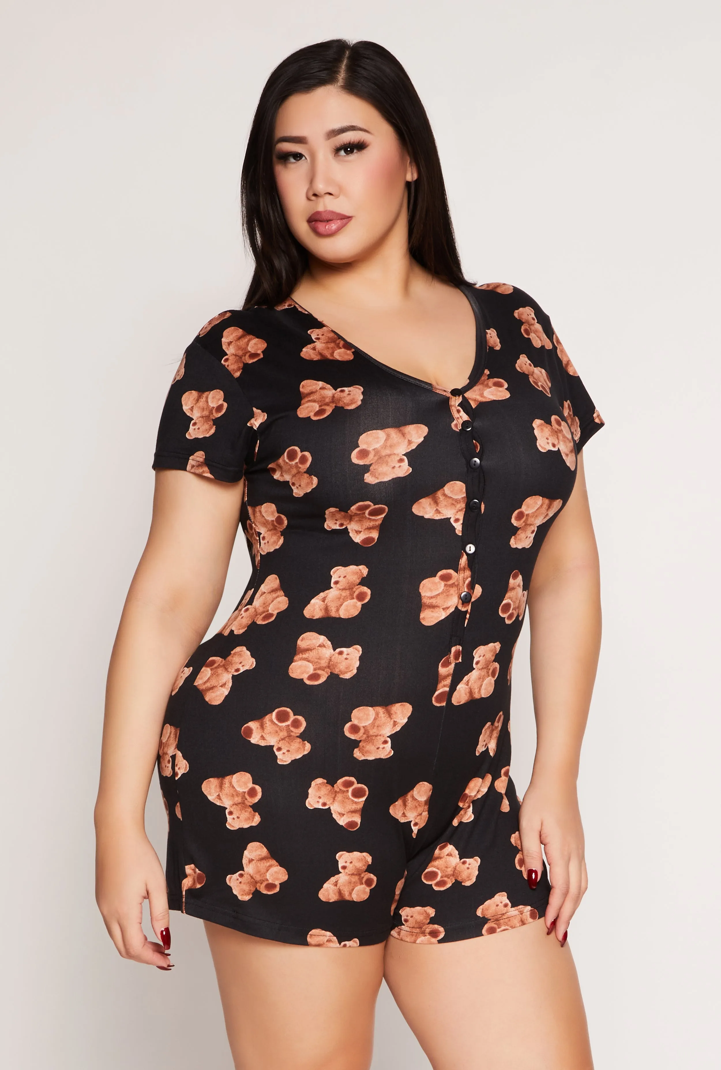 Plus Size Love You Beary Much Pajama Romper sold by Rainbow product image thumbnail 2