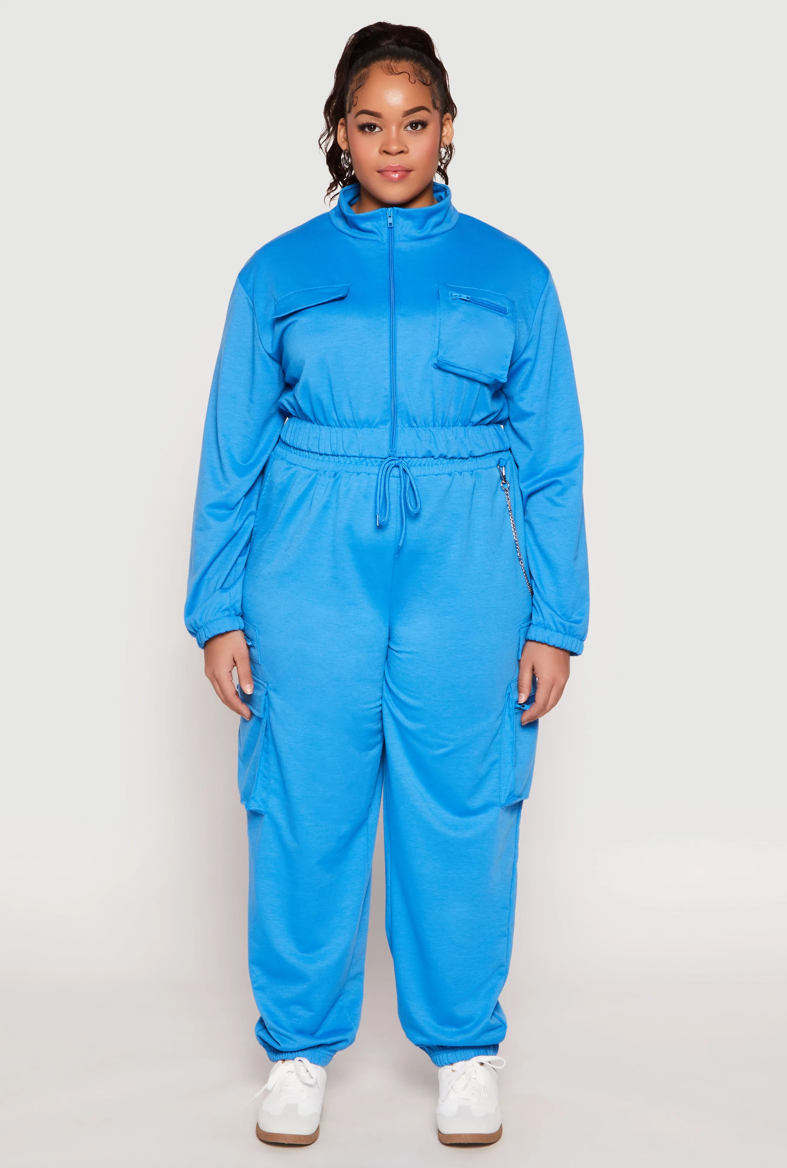 Plus Size Zip Front Cropped Sweatshirt sold by Rainbow product image thumbnail 2