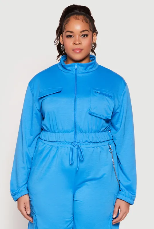 Plus Size Zip Front Cropped Sweatshirt made by Rainbow