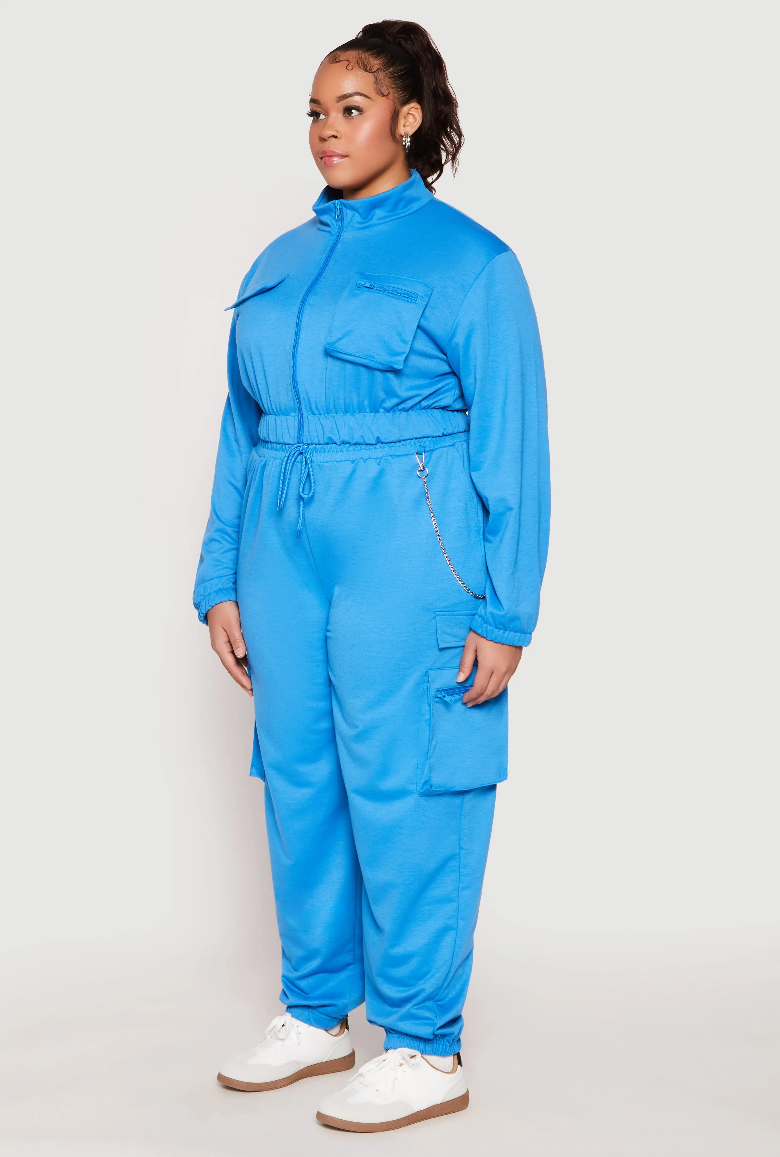 Plus Size Zip Front Cropped Sweatshirt sold by Rainbow product image thumbnail 3
