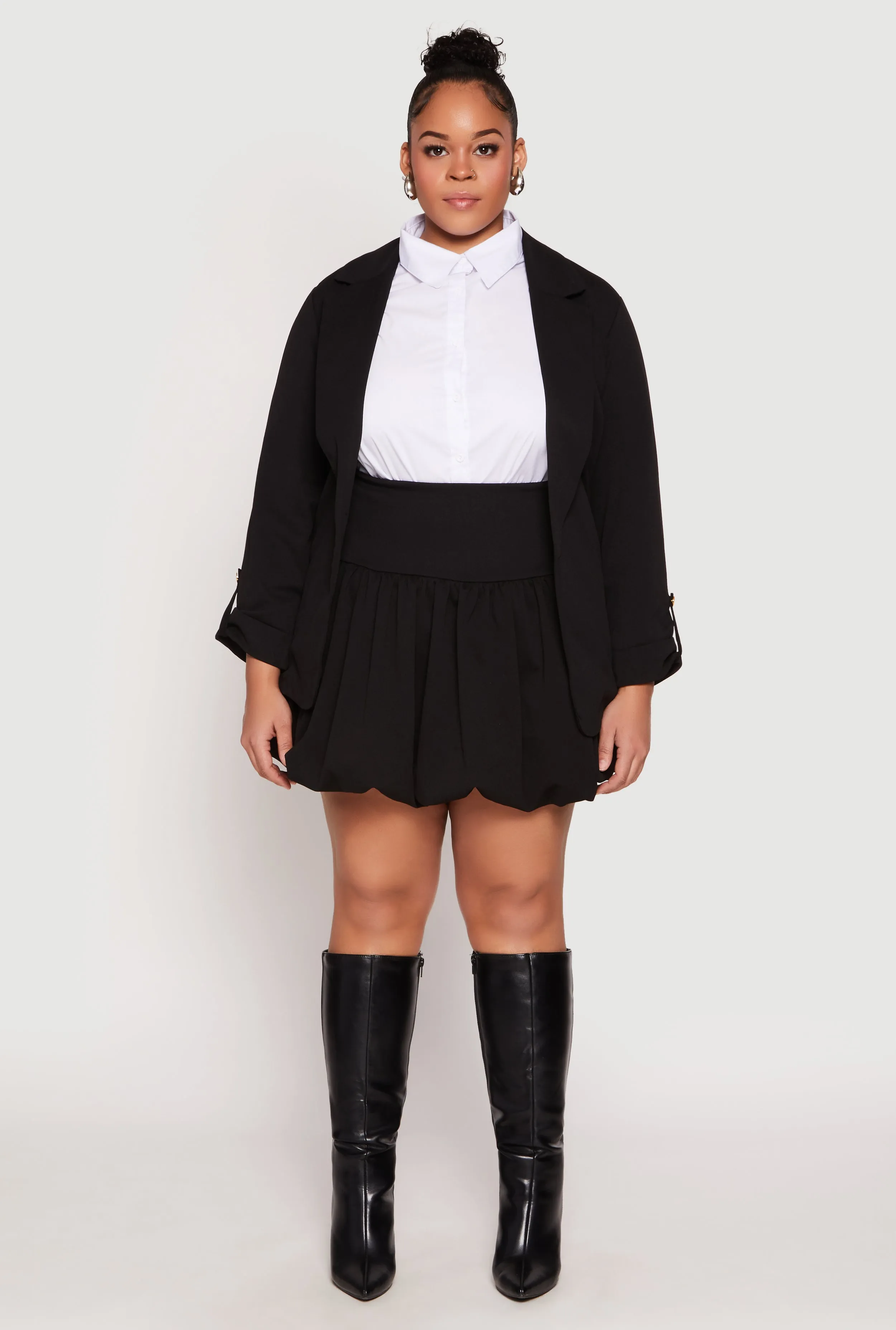 Plus Size Tabbed Sleeve Crepe Knit Blazer sold by Rainbow product image thumbnail 2