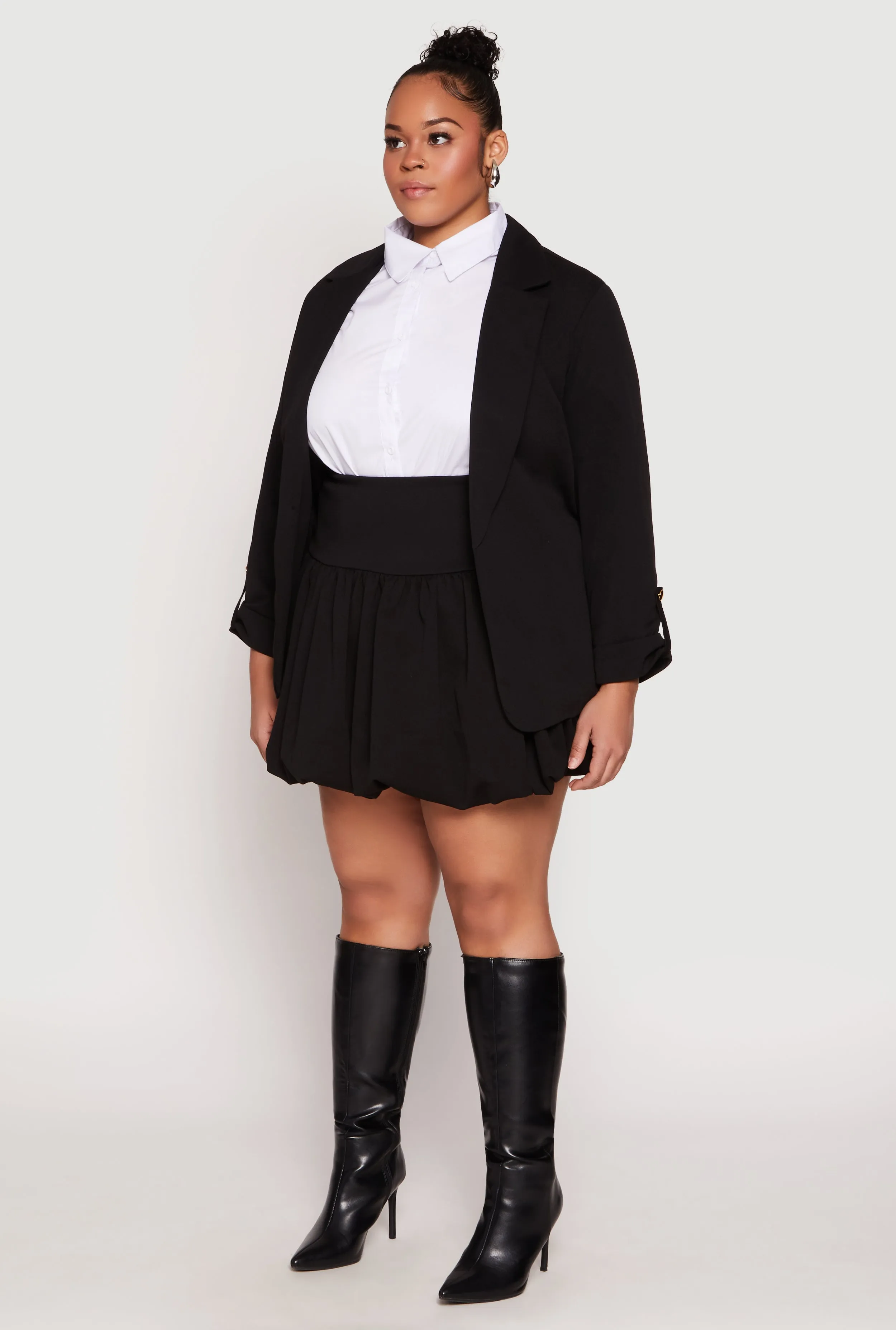 Plus Size Tabbed Sleeve Crepe Knit Blazer sold by Rainbow product image thumbnail 3