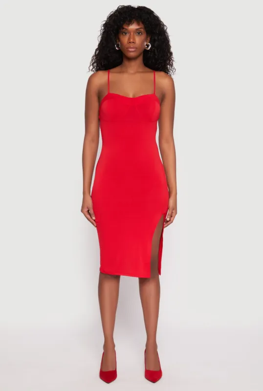 Crepe Knit Side Slit Bustier Dress sold by Rainbow
