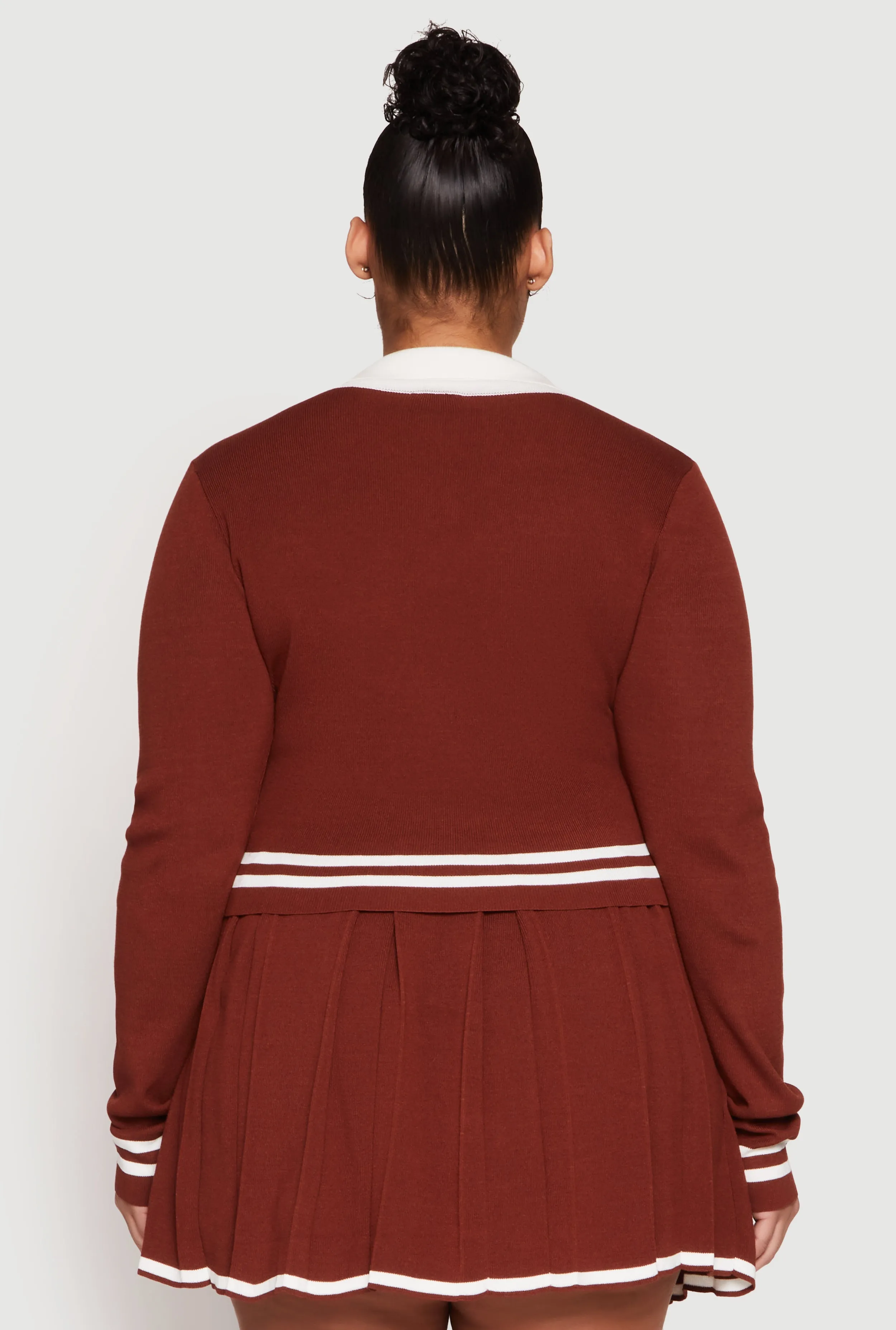 Plus Size Daisy Varsity Stripe Detail Cropped Sweater sold by Rainbow product image thumbnail 5