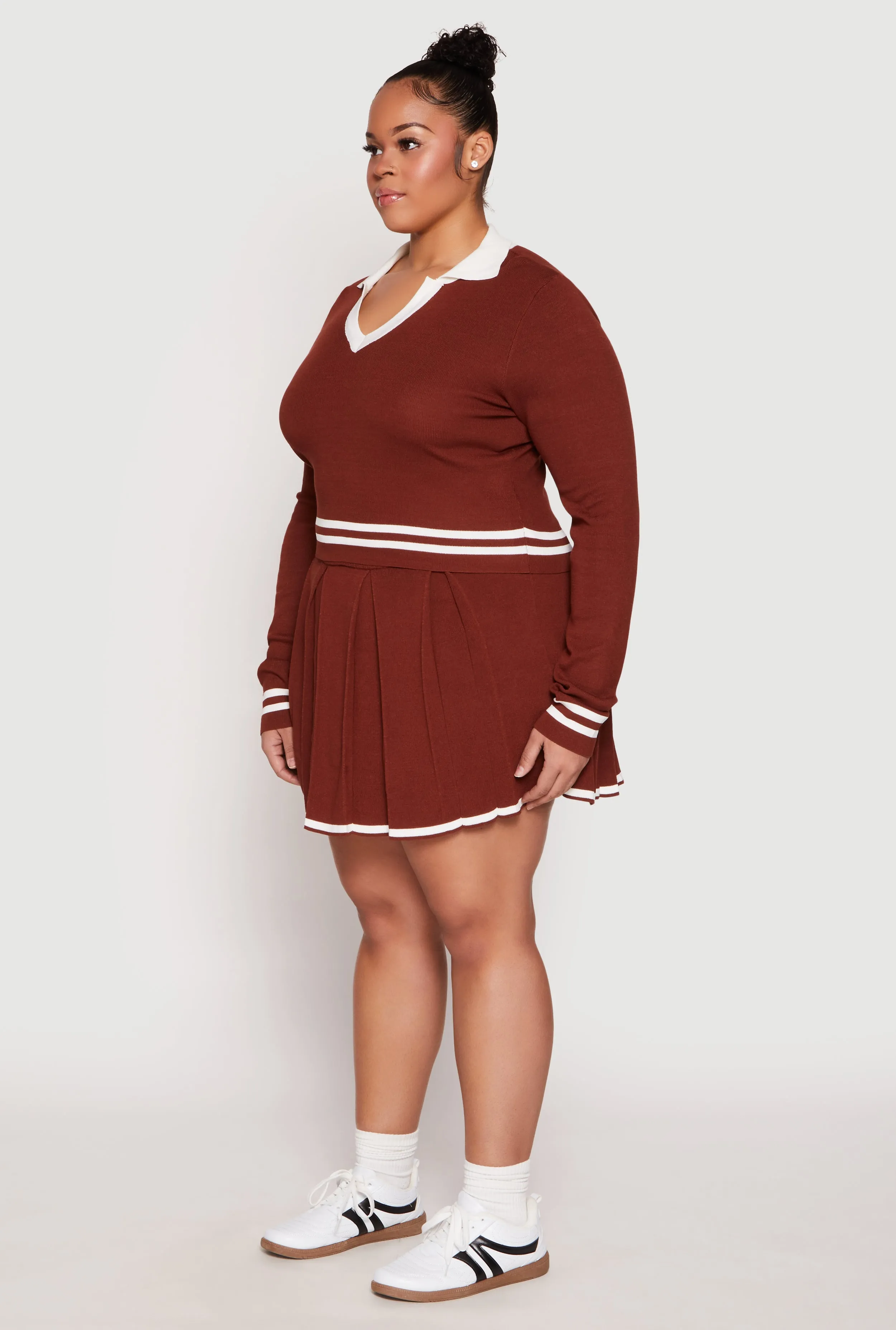 Plus Size Daisy Varsity Stripe Detail Cropped Sweater sold by Rainbow product image thumbnail 3