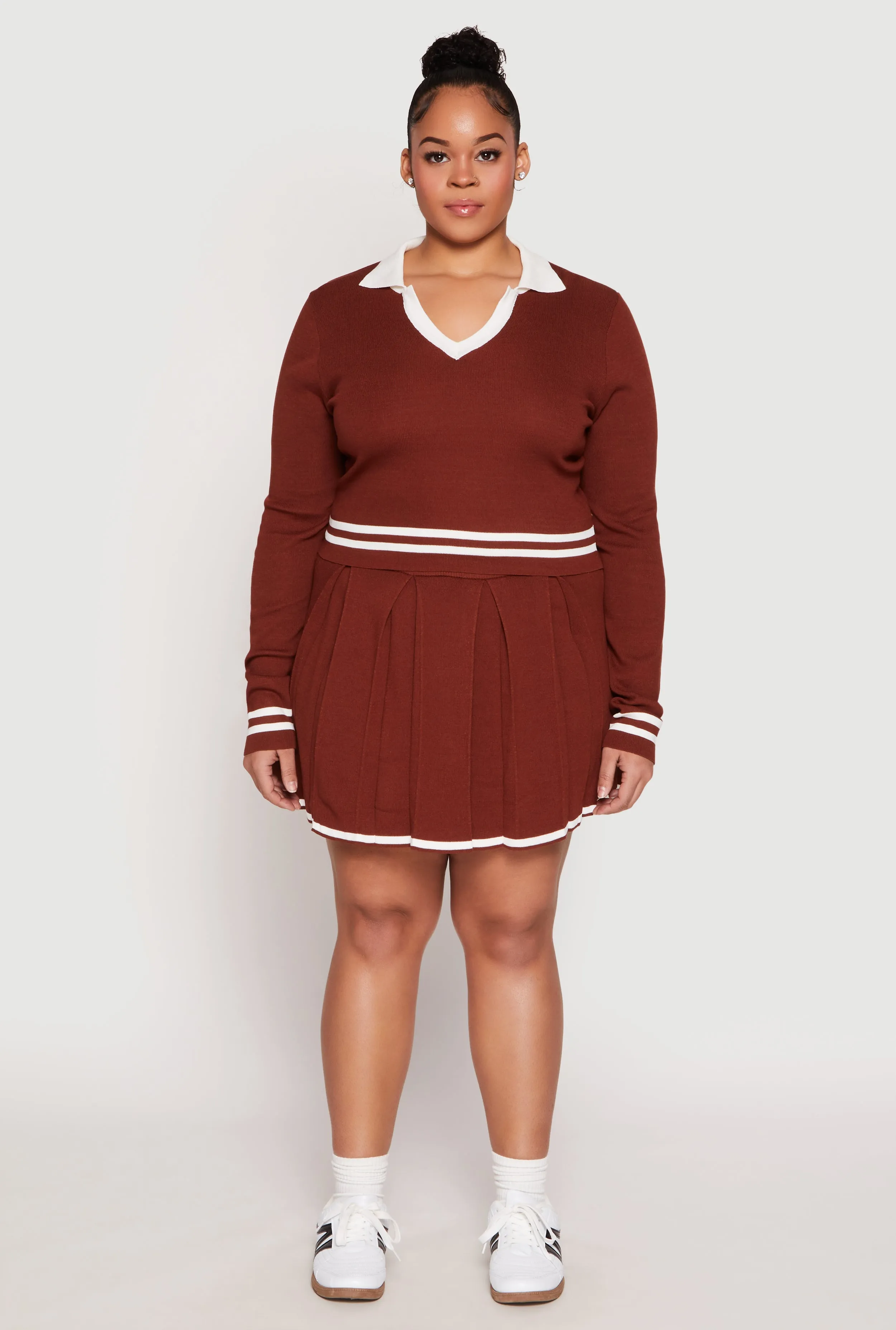Plus Size Daisy Varsity Stripe Detail Cropped Sweater sold by Rainbow product image thumbnail 2