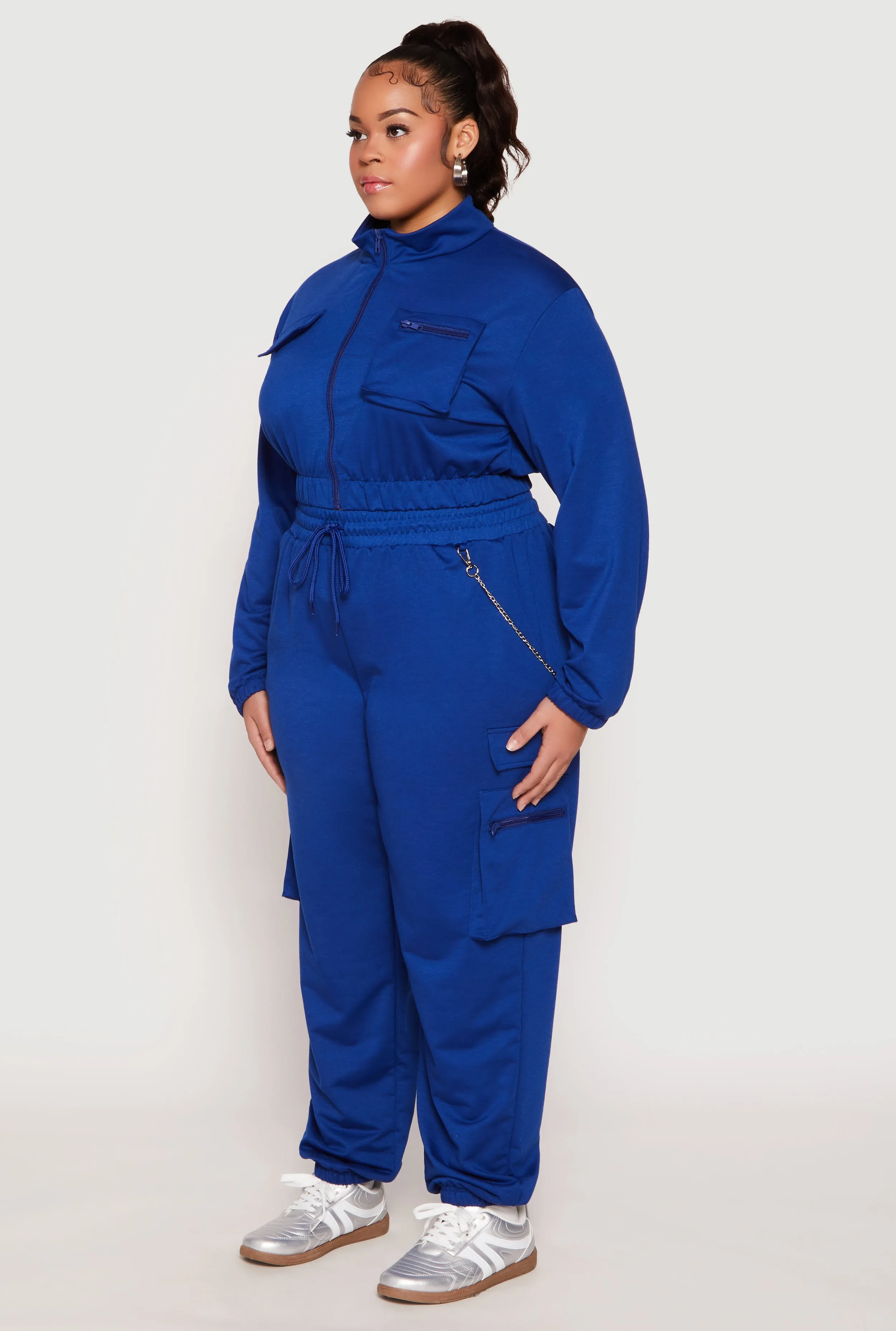 Plus Size Zip Front Cropped Sweatshirt sold by Rainbow product image thumbnail 3