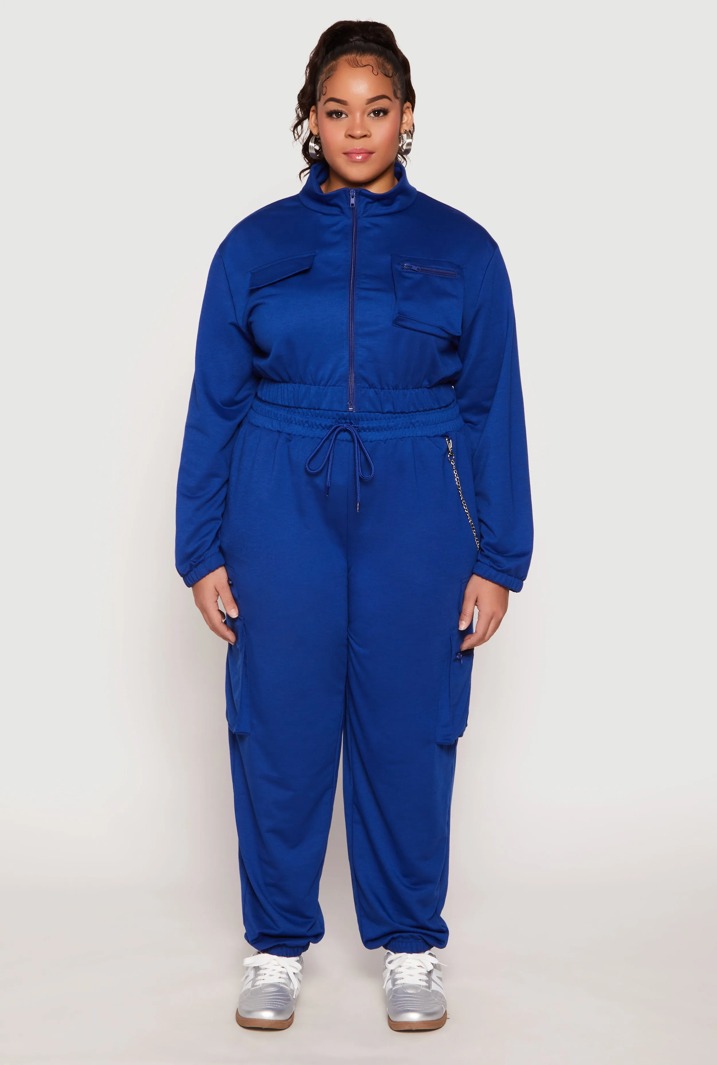 Plus Size Zip Front Cropped Sweatshirt sold by Rainbow product image thumbnail 2