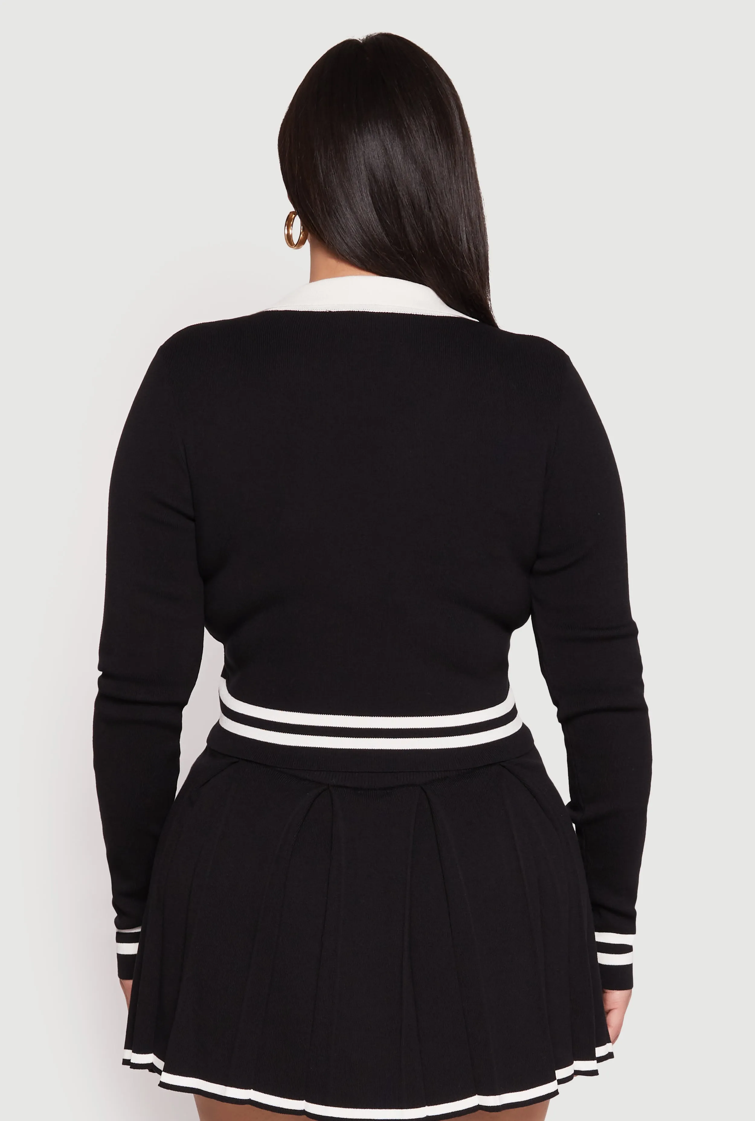 Plus Size Daisy Varsity Stripe Detail Cropped Sweater sold by Rainbow product image thumbnail 5