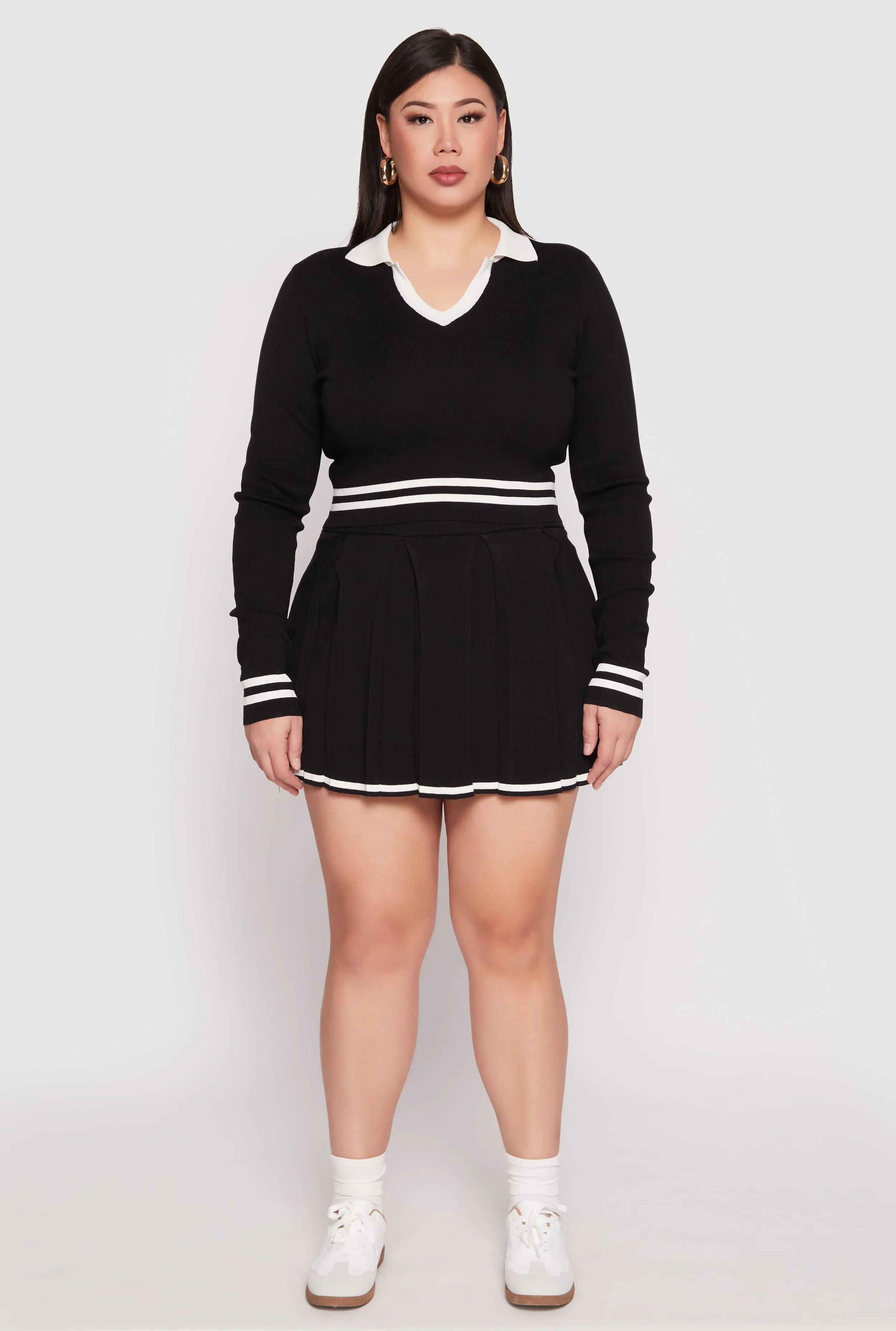 Plus Size Daisy Varsity Stripe Detail Cropped Sweater sold by Rainbow product image thumbnail 2