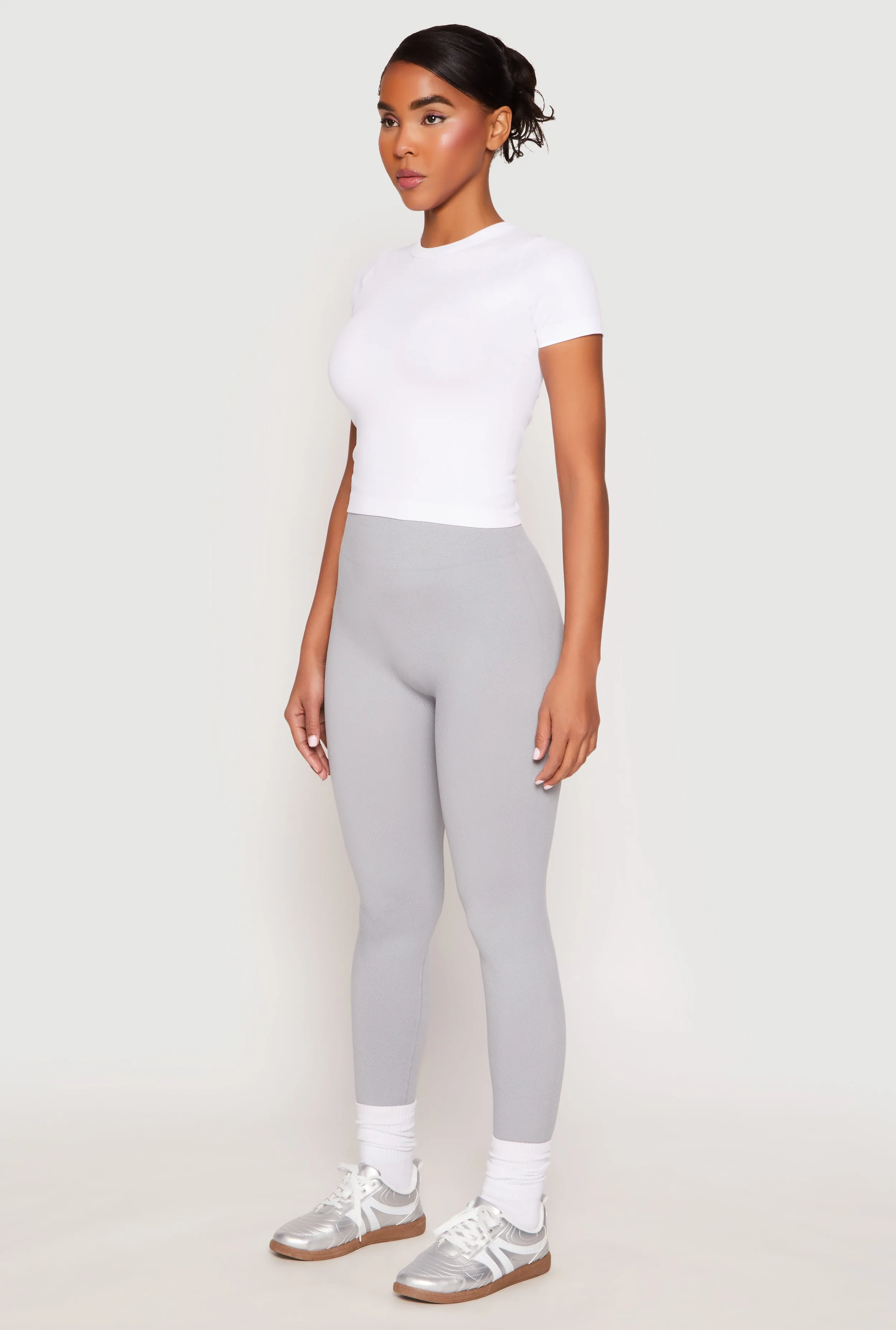 Rib Knit Seamless High Waist Leggings sold by Rainbow product image thumbnail 2