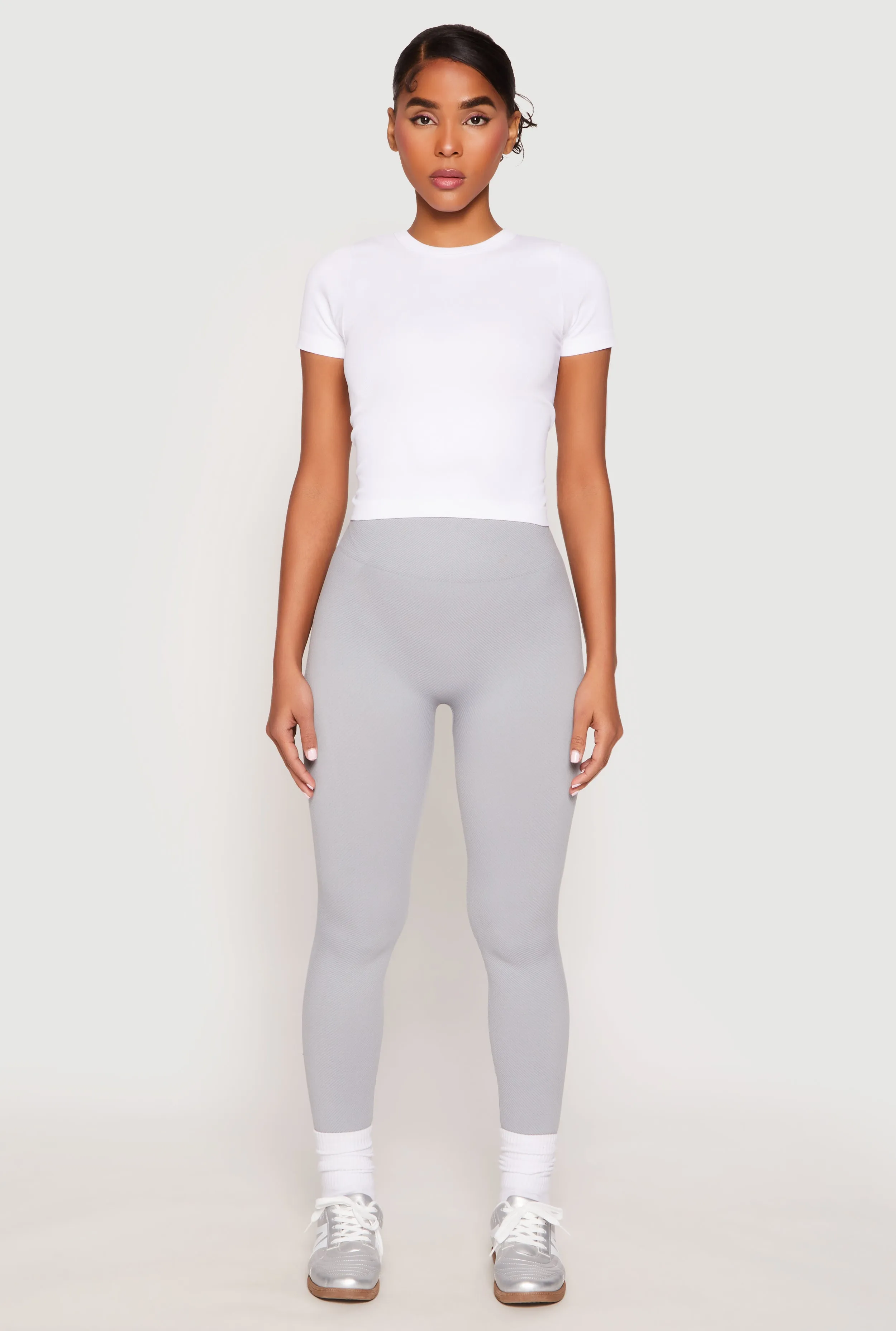 Rib Knit Seamless High Waist Leggings sold by Rainbow