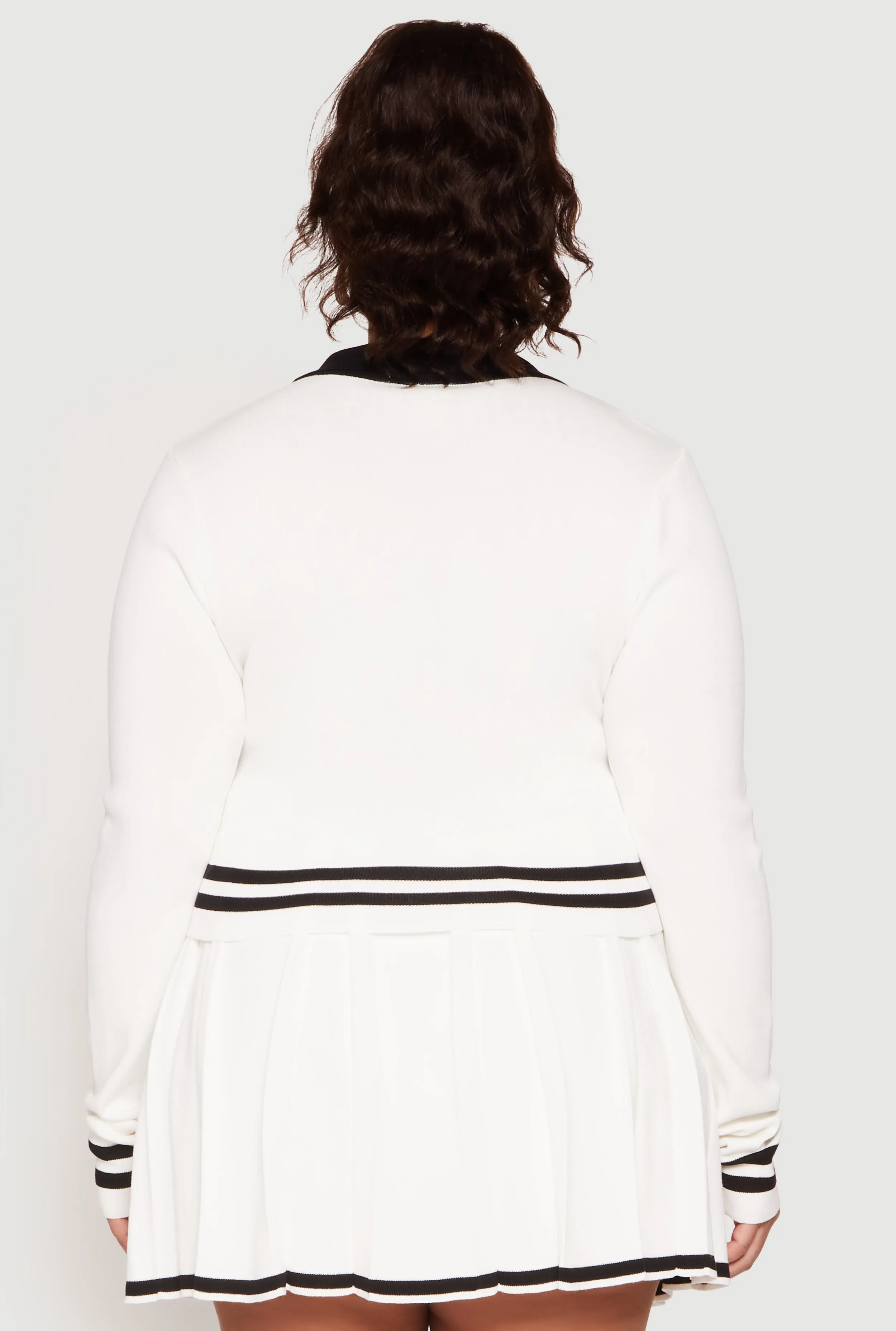 Plus Size Daisy Varsity Stripe Detail Cropped Sweater sold by Rainbow product image thumbnail 5