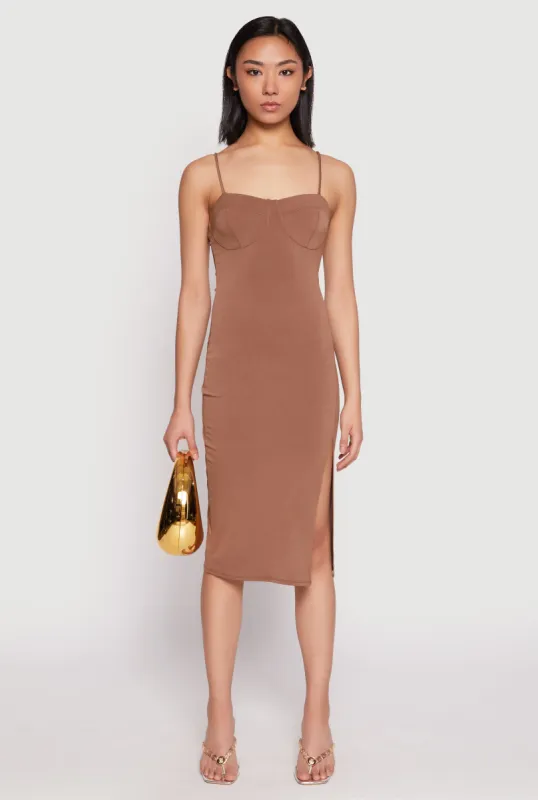 Crepe Knit Side Slit Bustier Dress sold by Rainbow