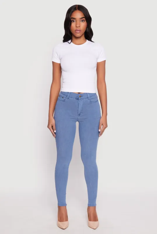 Acid Wash Twill Skinny Leg Pants sold by Rainbow