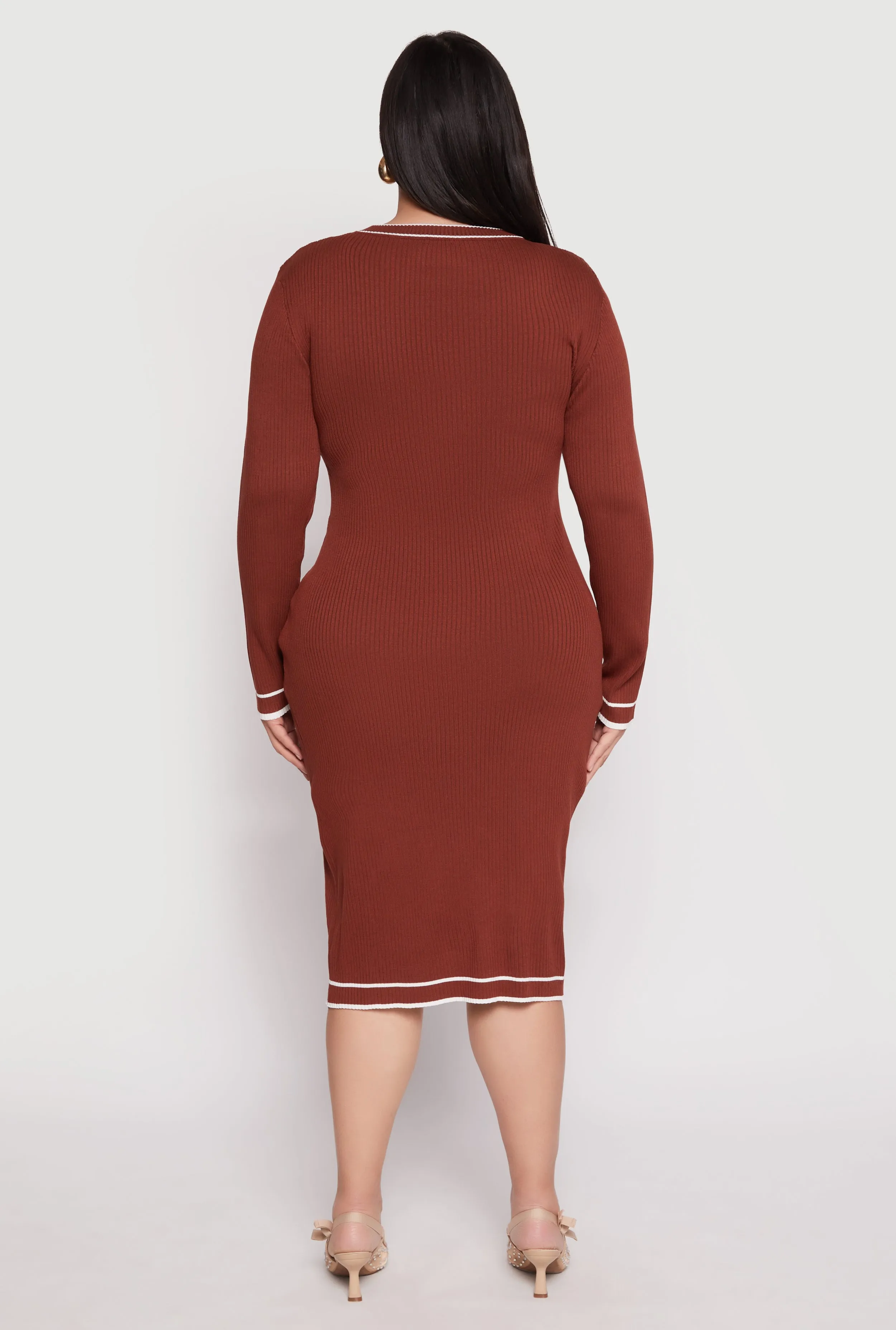 Plus Size Daisy Contrast Trim Sweater Dress sold by Rainbow product image thumbnail 3