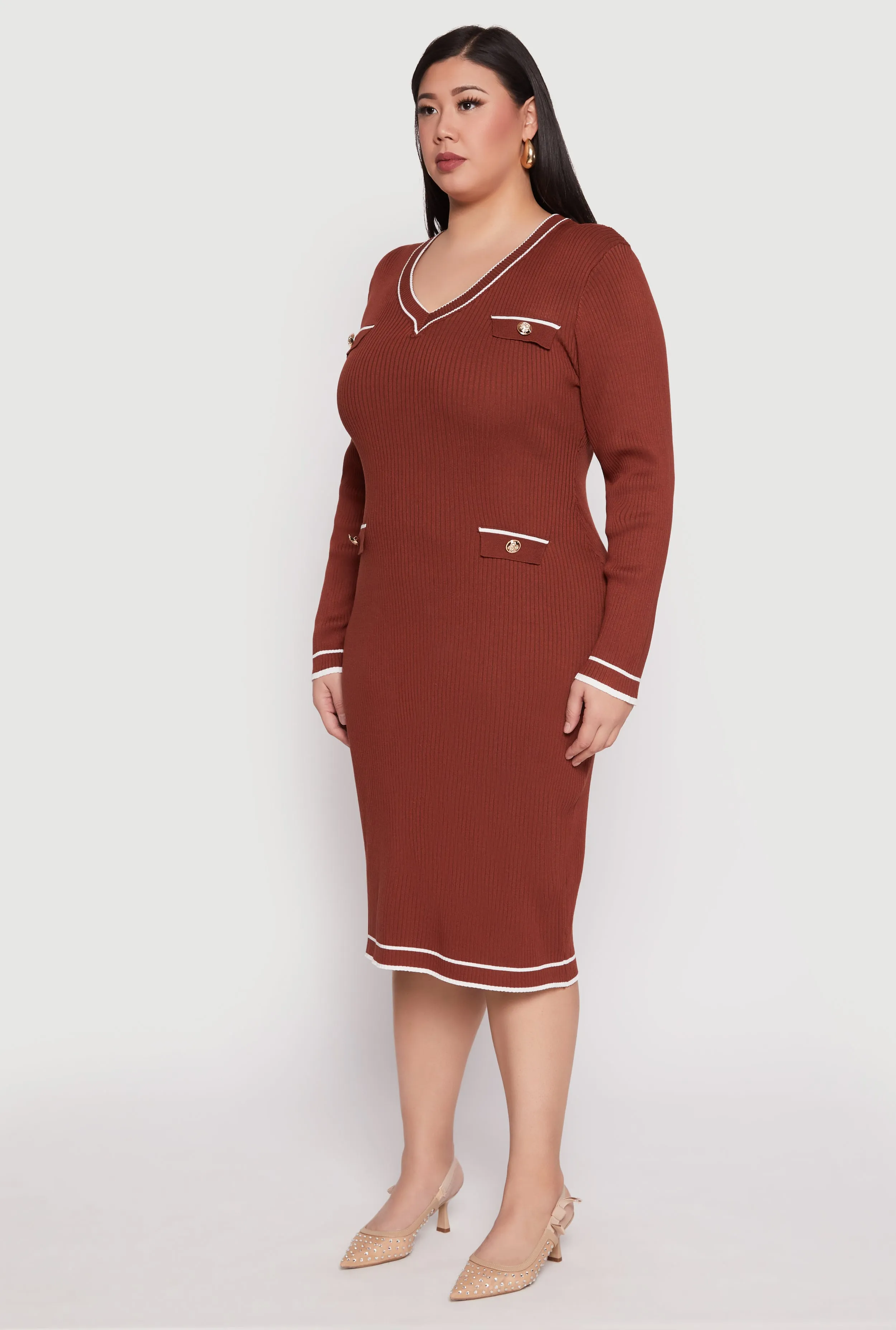 Plus Size Daisy Contrast Trim Sweater Dress sold by Rainbow product image thumbnail 2