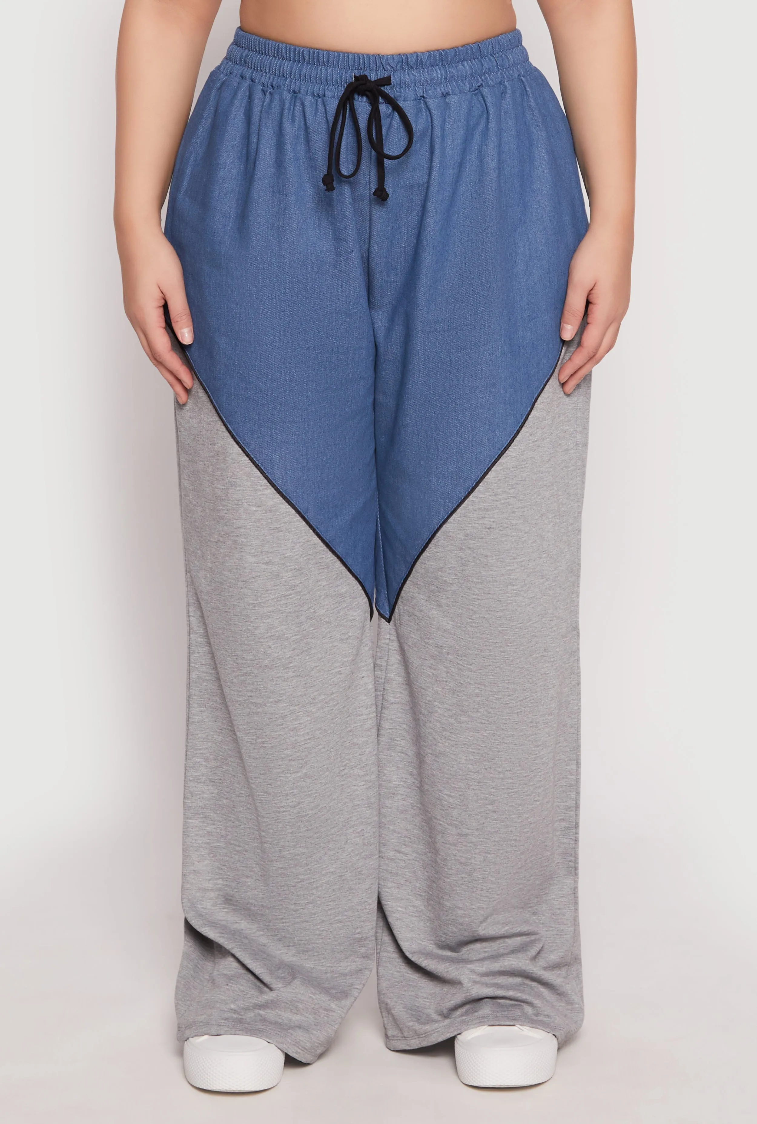 Plus Size Denim Color Block Wide Leg Pants sold by Rainbow product image thumbnail 2