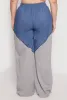 Plus Size Denim Color Block Wide Leg Pants sold by Rainbow