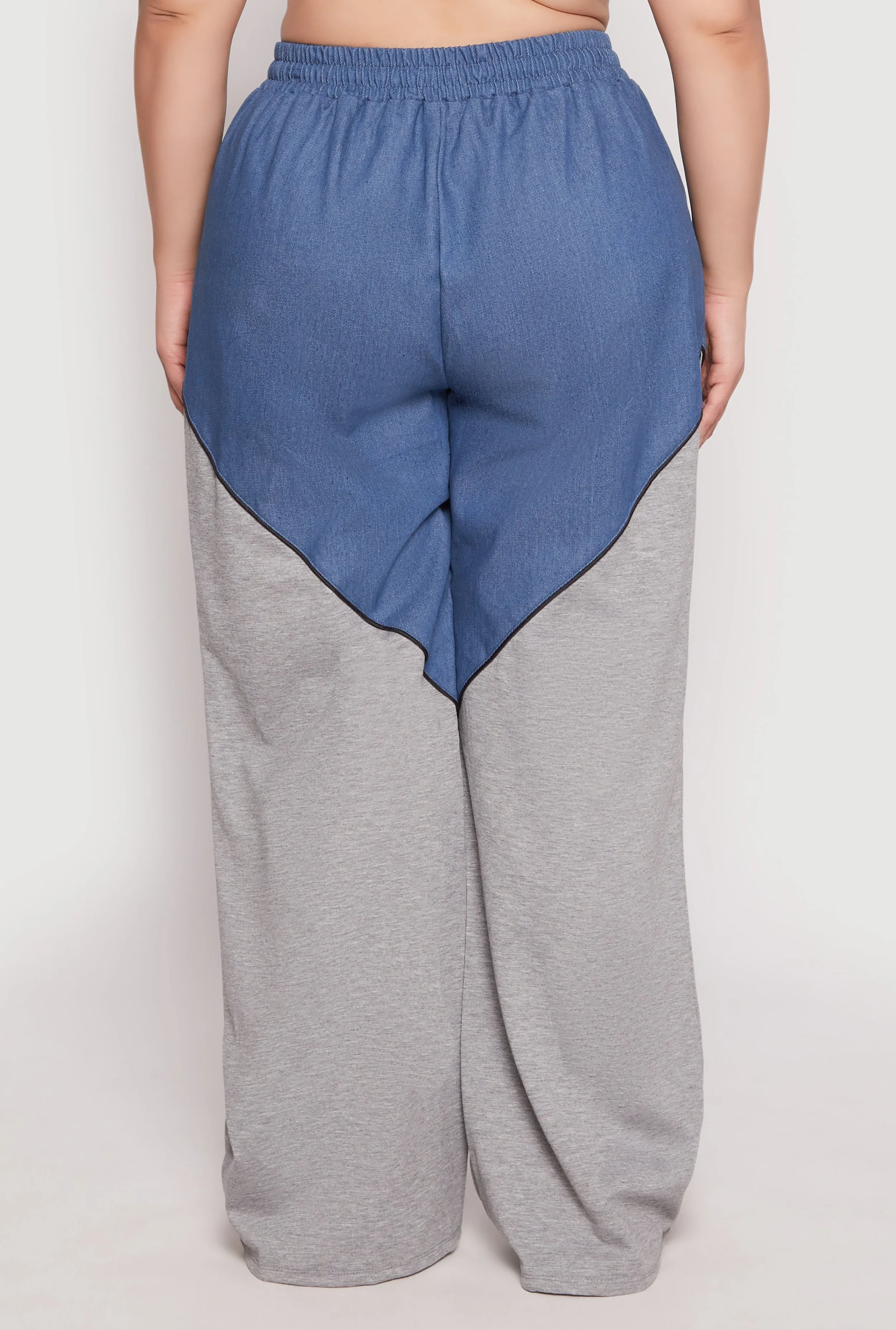 Plus Size Denim Color Block Wide Leg Pants sold by Rainbow product image thumbnail 3