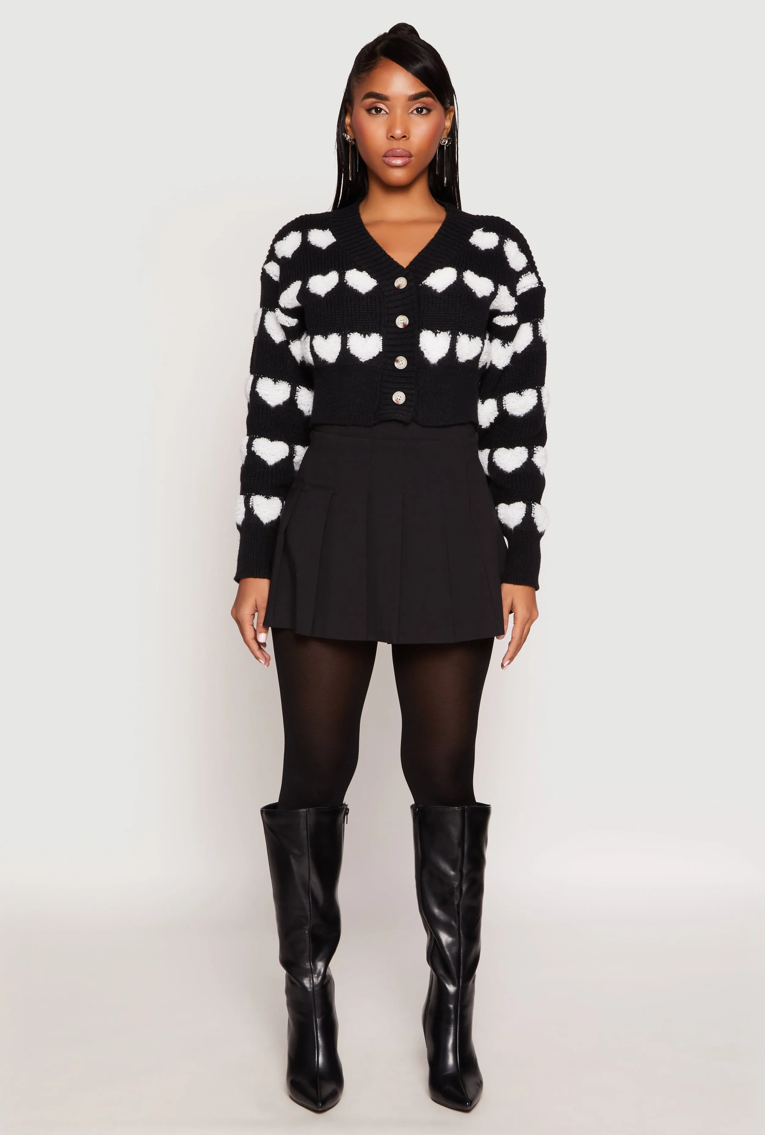 Daisy Chenille Heart Cropped Cardigan sold by Rainbow