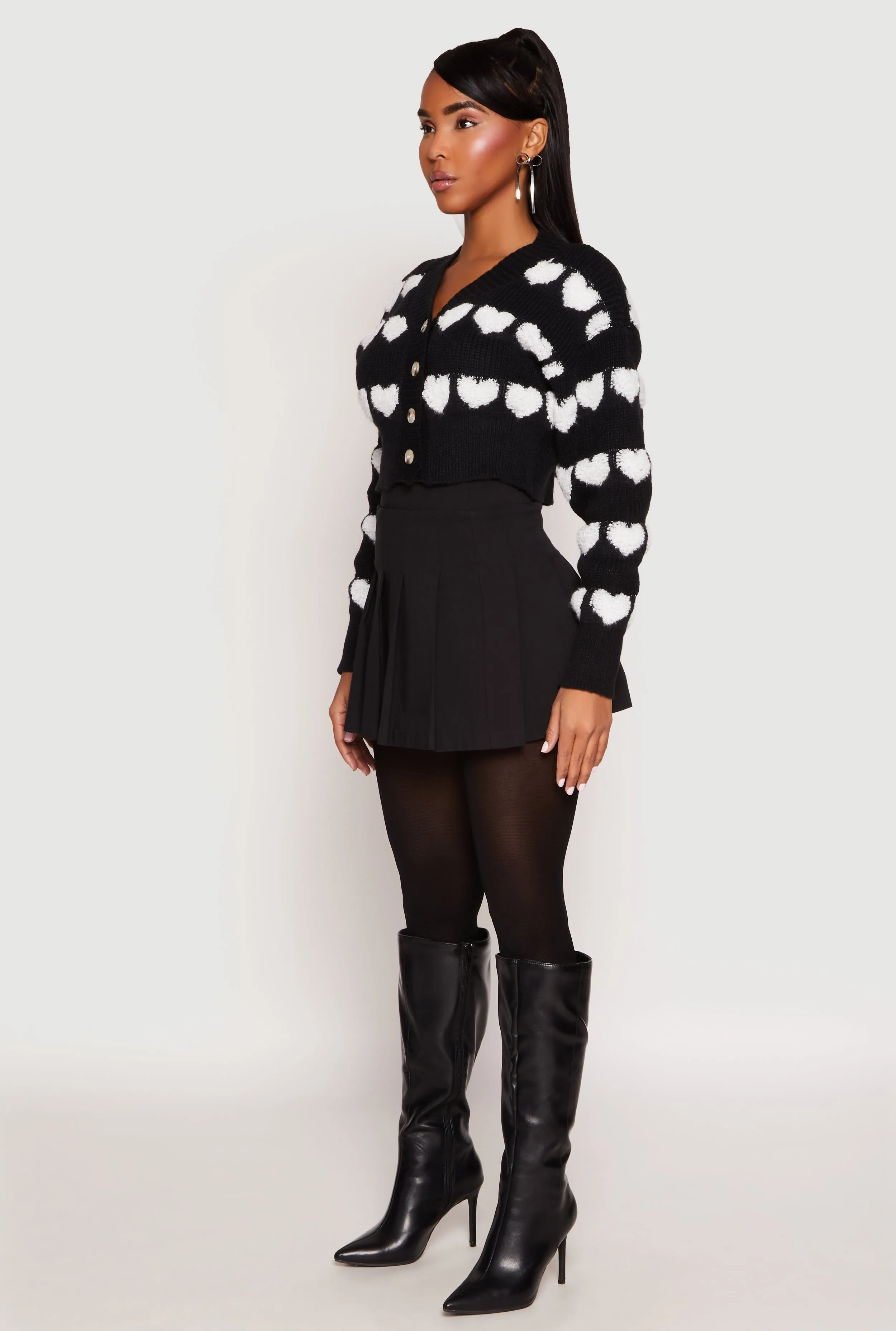 Daisy Chenille Heart Cropped Cardigan sold by Rainbow product image thumbnail 3