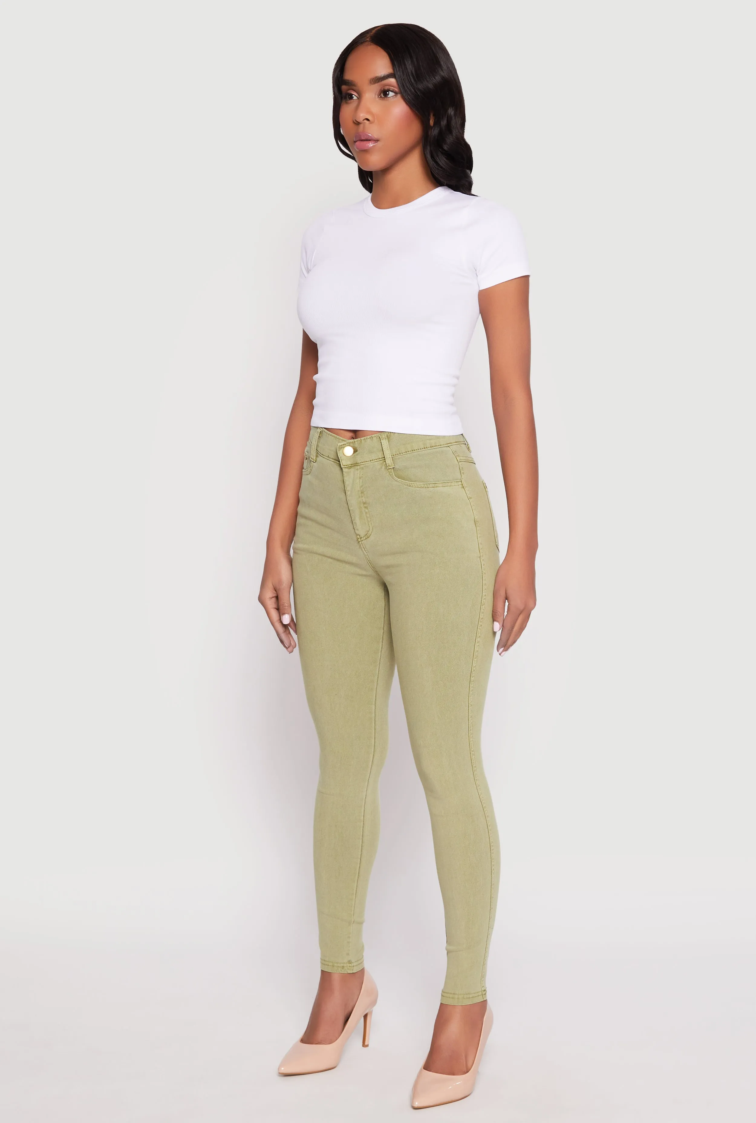 Acid Wash Twill Skinny Leg Pants sold by Rainbow product image thumbnail 2