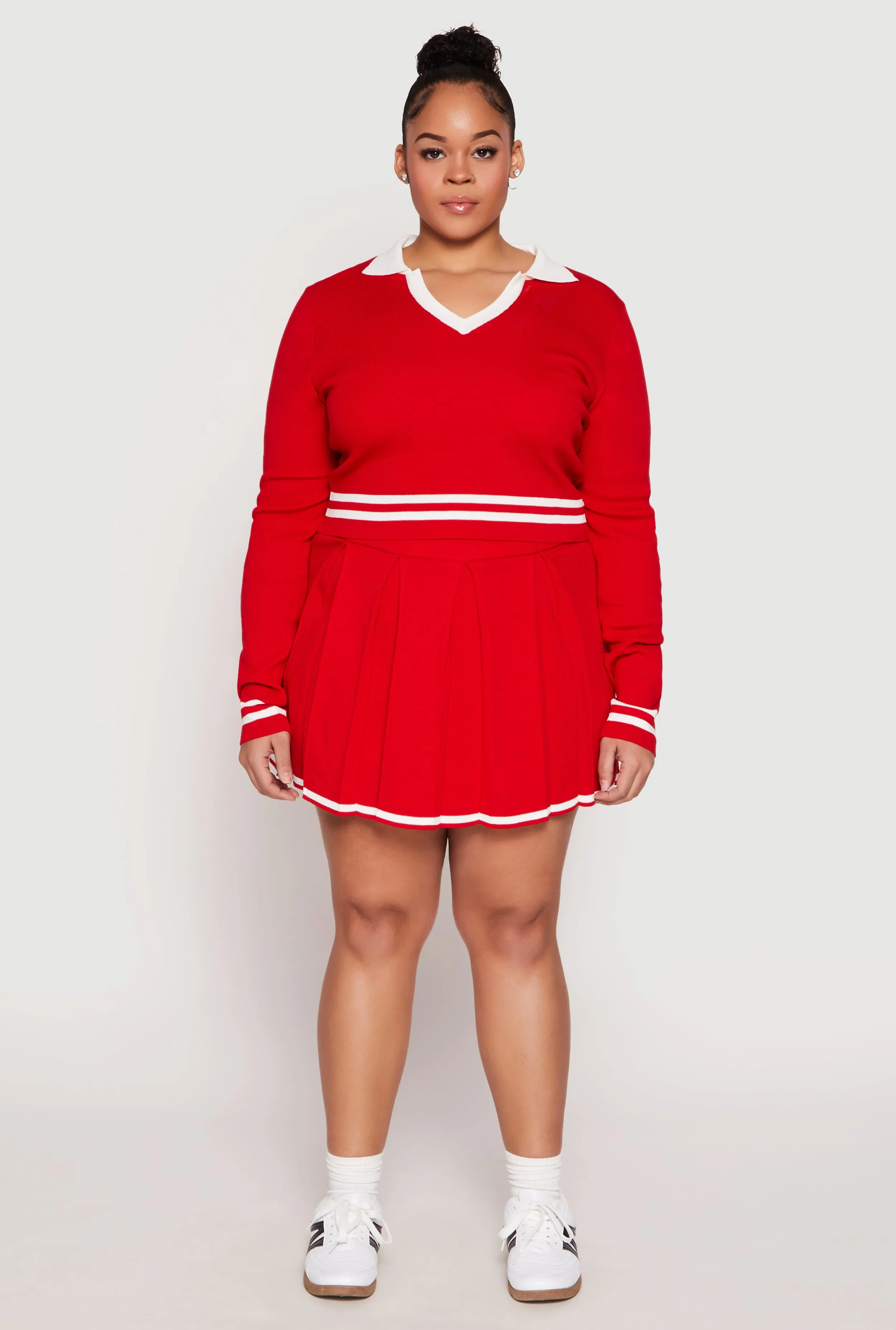 Plus Size Daisy Contrast Trim Pleated Tennis Skirt sold by Rainbow