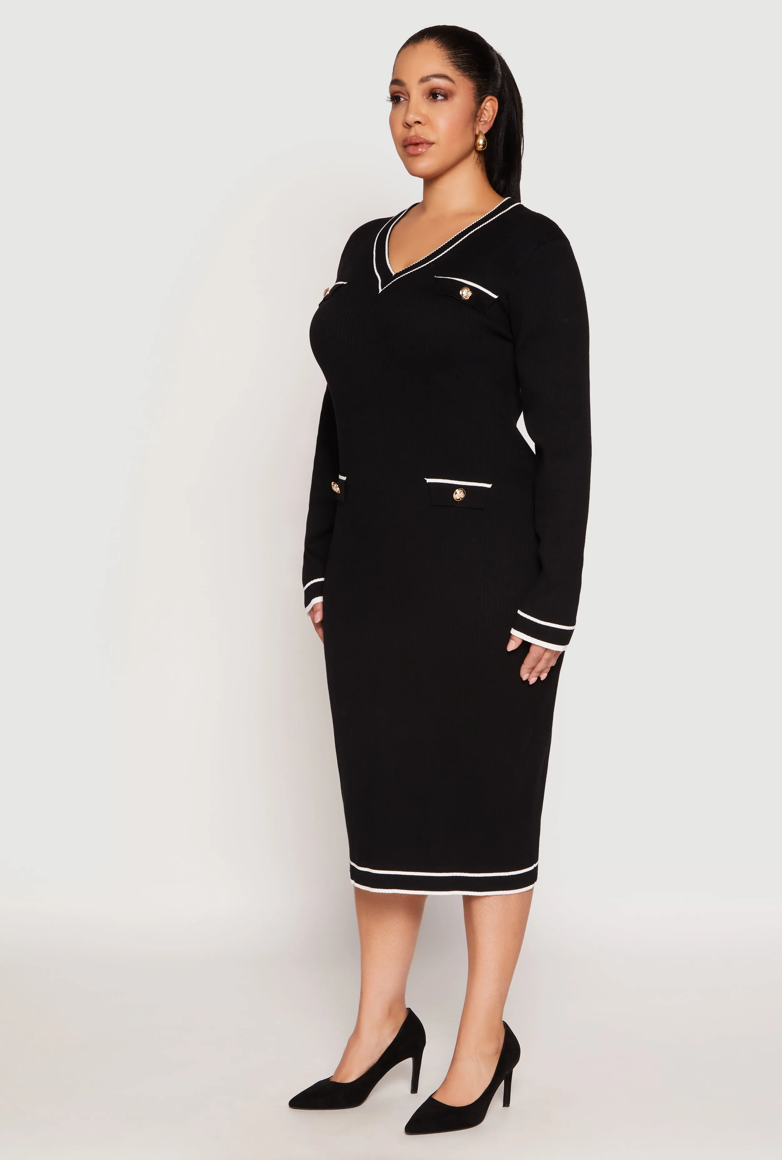 Plus Size Daisy Contrast Trim Sweater Dress sold by Rainbow product image thumbnail 2