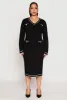 Plus Size Daisy Contrast Trim Sweater Dress sold by Rainbow