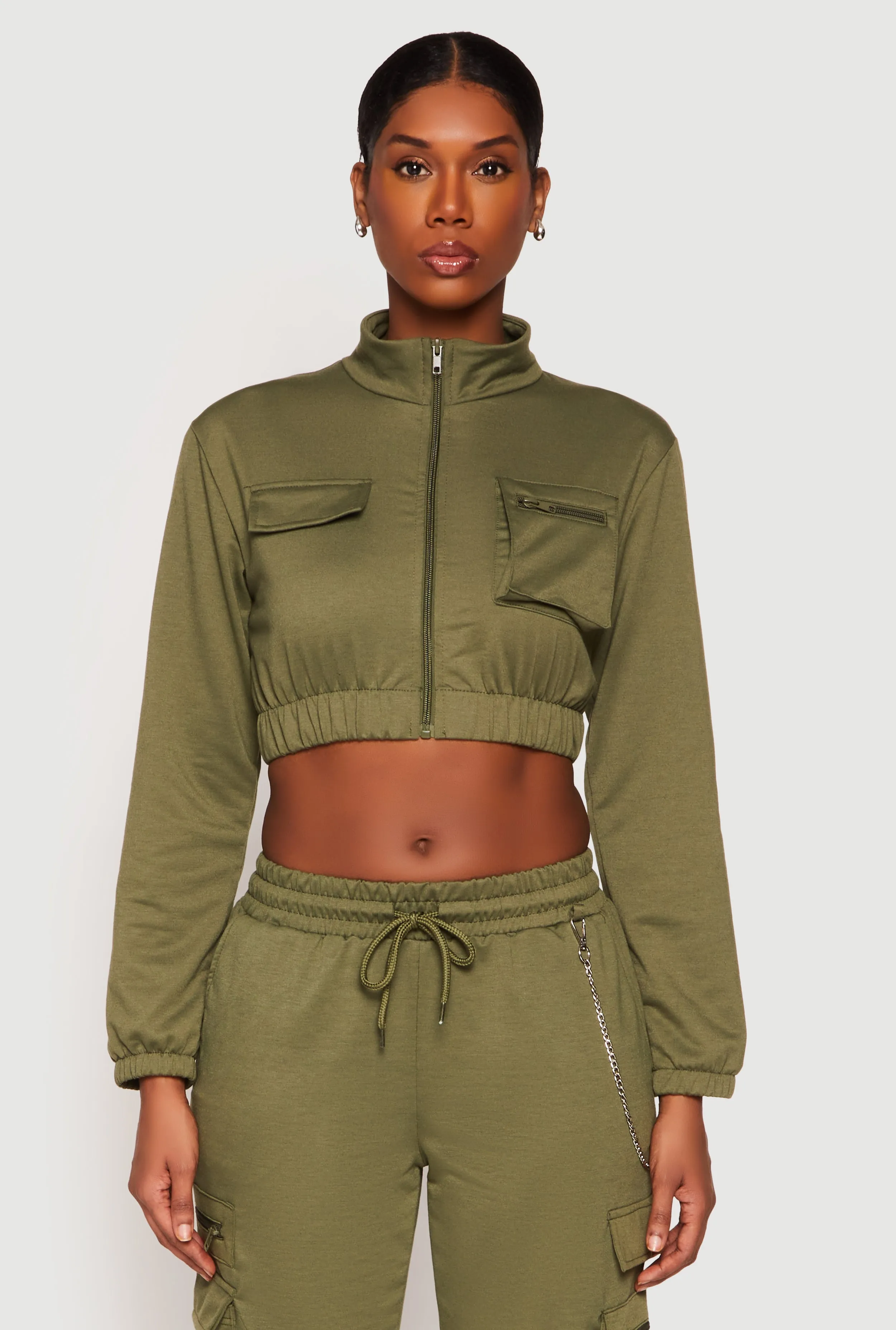 Zip Front Cropped Sweatshirt sold by Rainbow