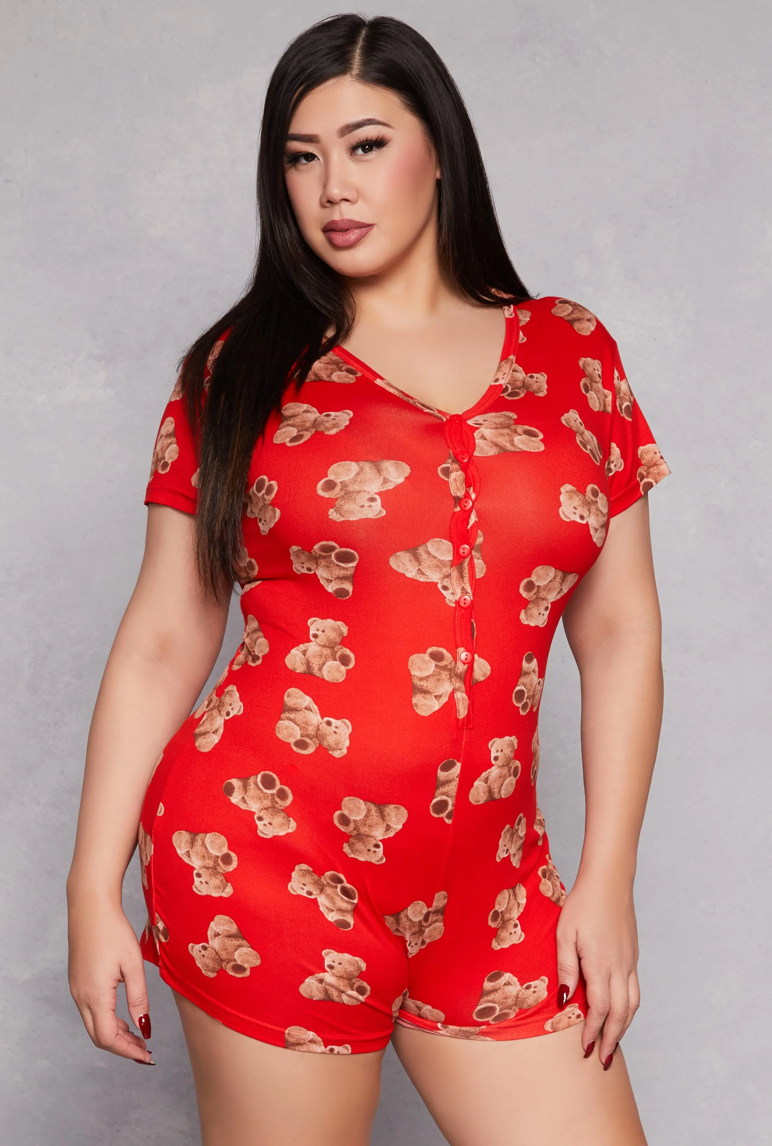 Plus Size Love You Beary Much Pajama Romper sold by Rainbow product image thumbnail 2