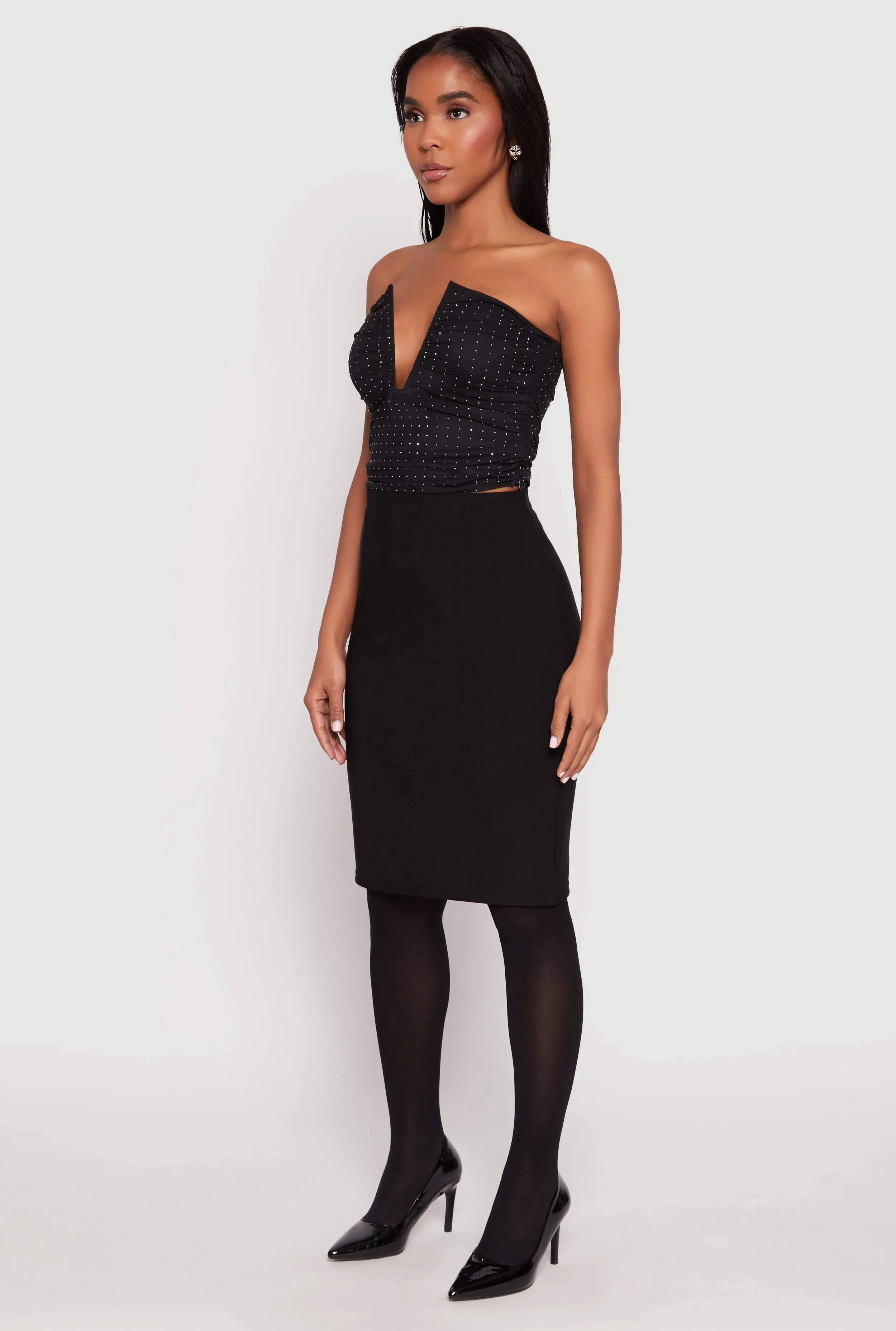 Rhinestone Mesh Plunge Corset Top sold by Rainbow product image thumbnail 3