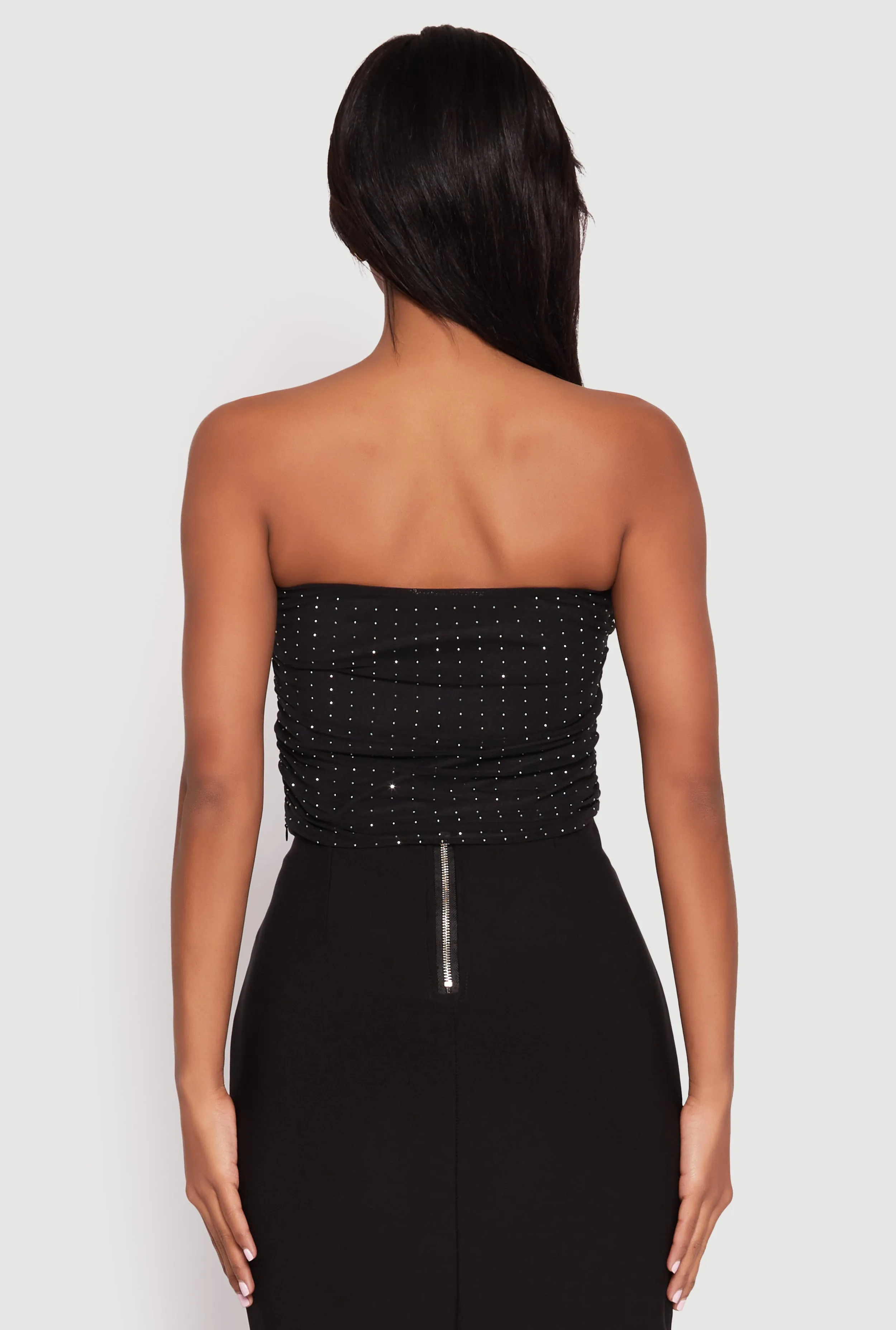 Rhinestone Mesh Plunge Corset Top sold by Rainbow product image thumbnail 5