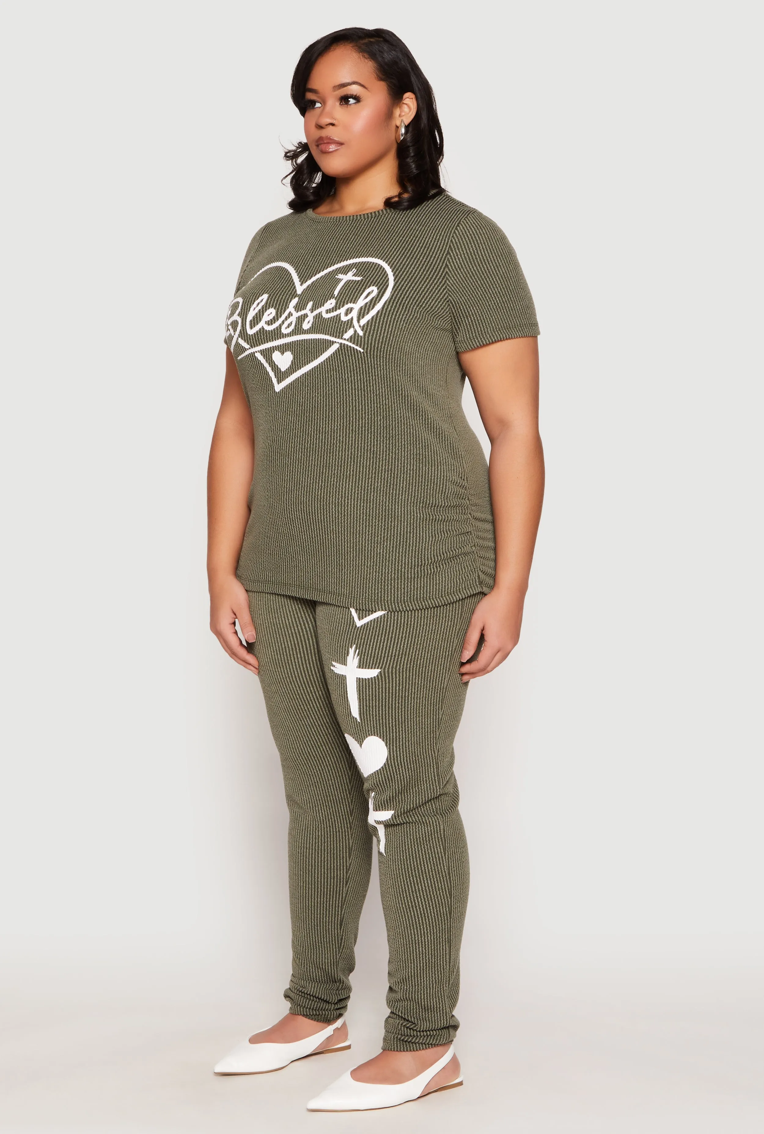 Plus Size Blessed Rib Knit Graphic Tee sold by Rainbow product image thumbnail 3